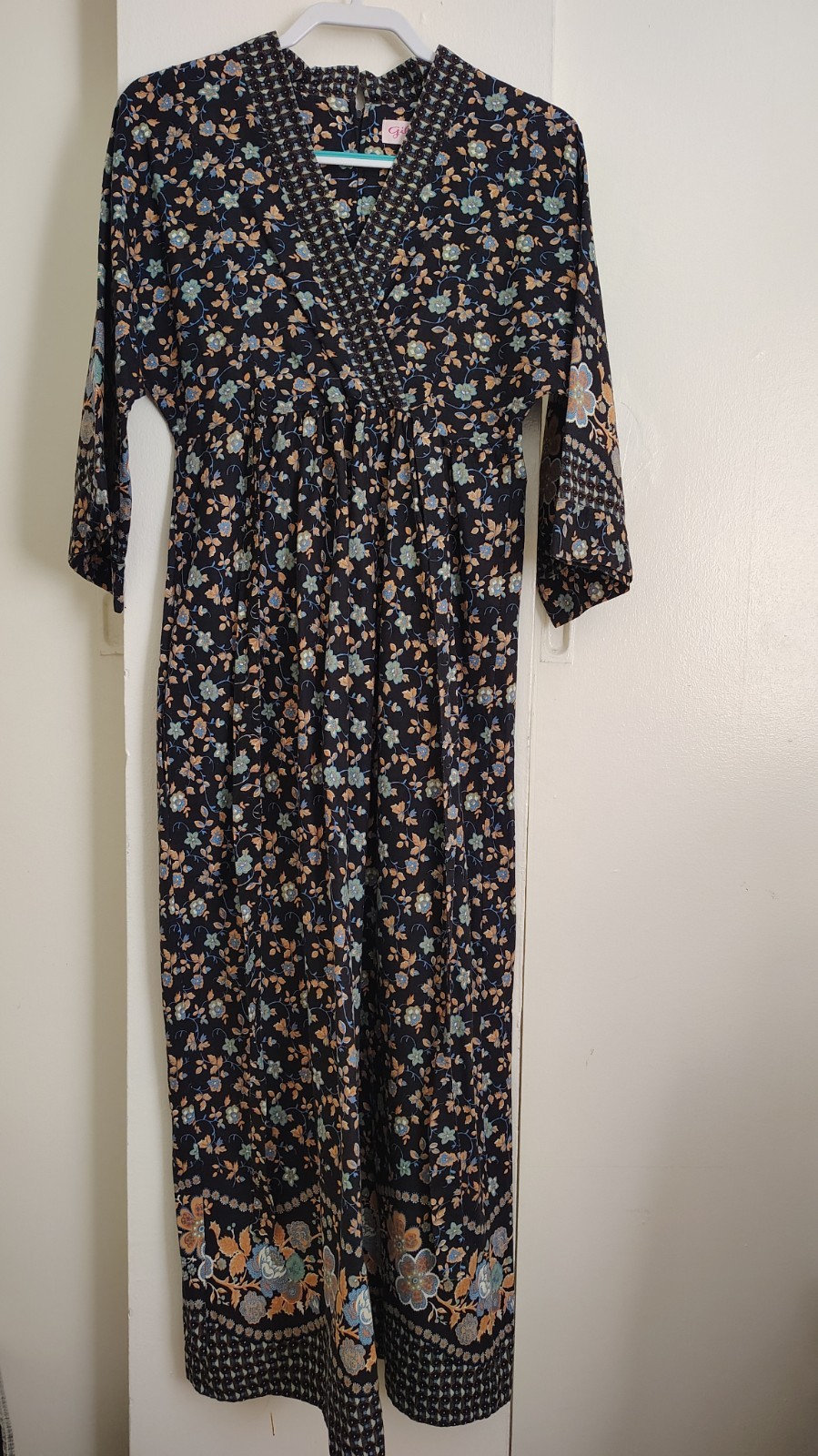 Vintage Gilead Floral Maxi Dress 1970’s Bell Sleeves Women’s Full Length Medium