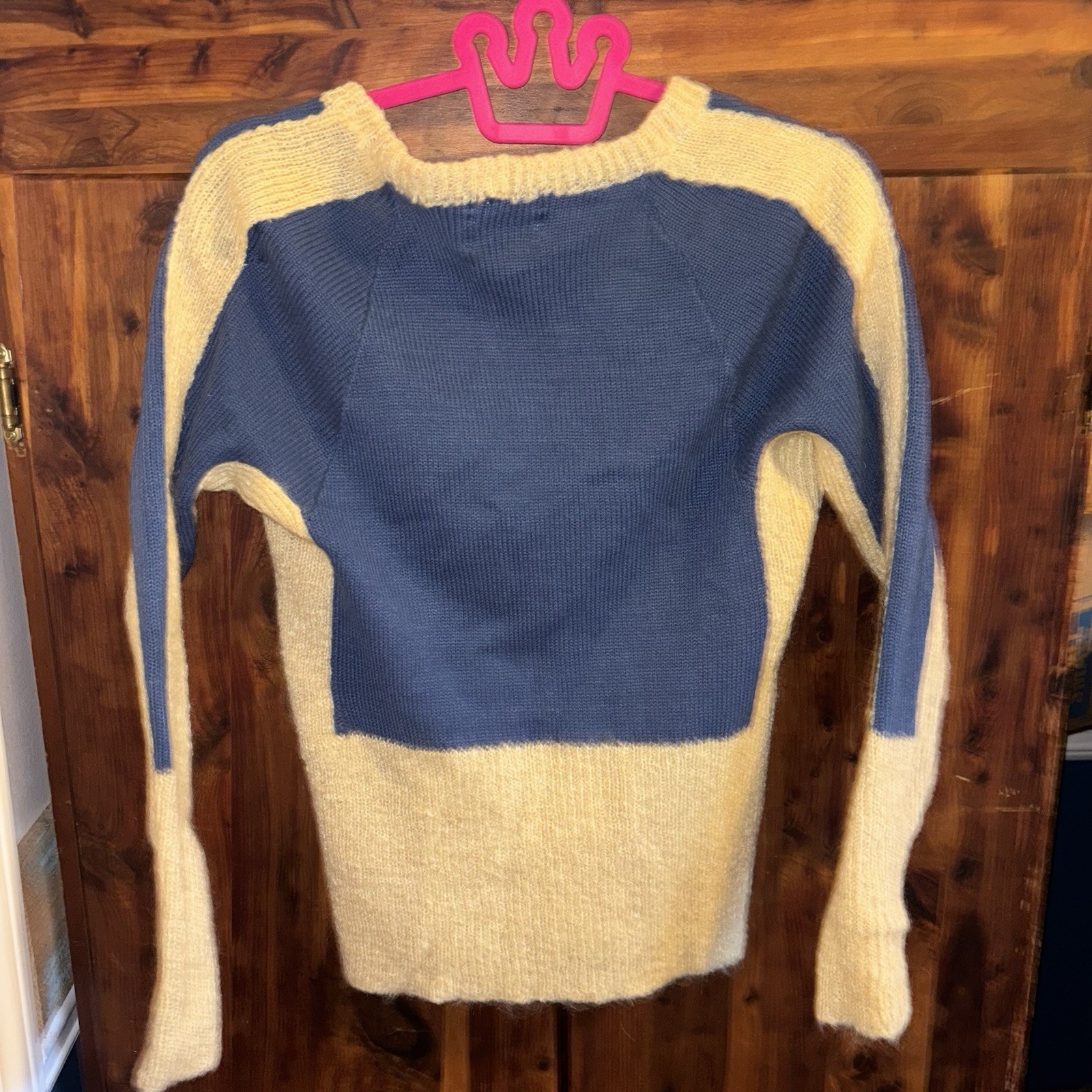 Vintage 70’s Bakalli Blue And Cream Wool Sweater