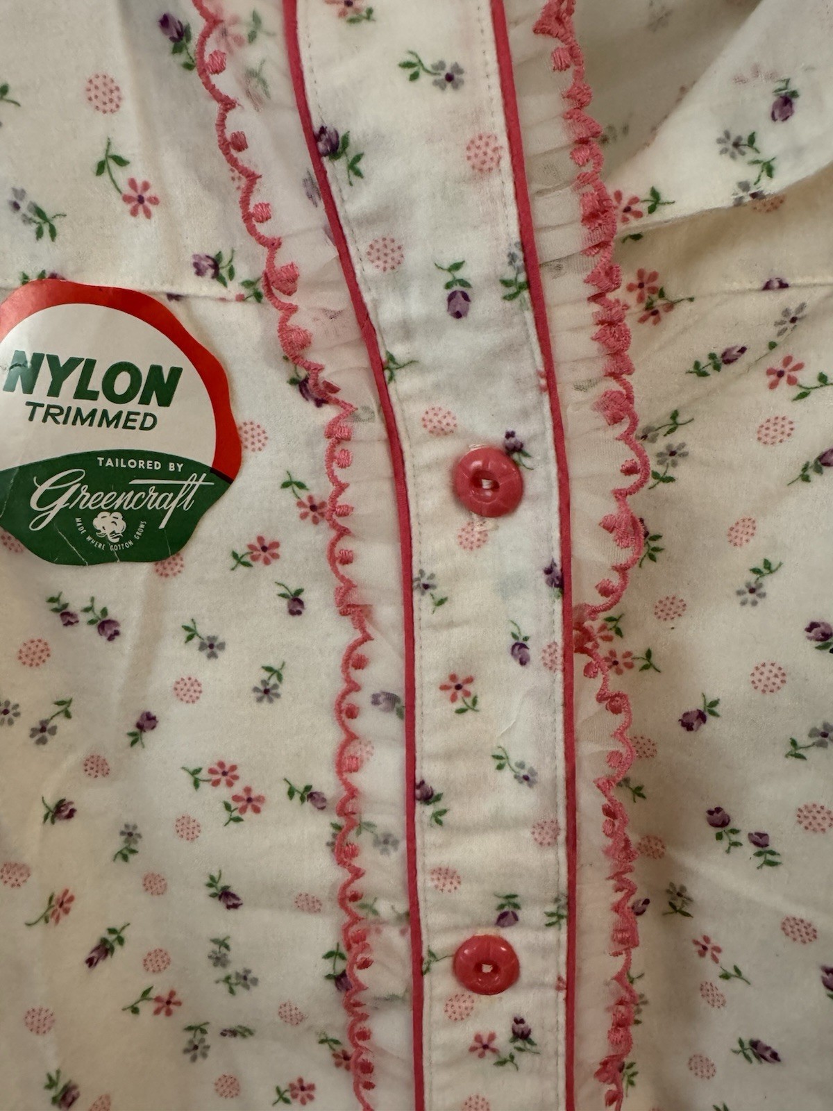 Vintage Greencraft Nylon Trimmed Pajama Top Sz 36