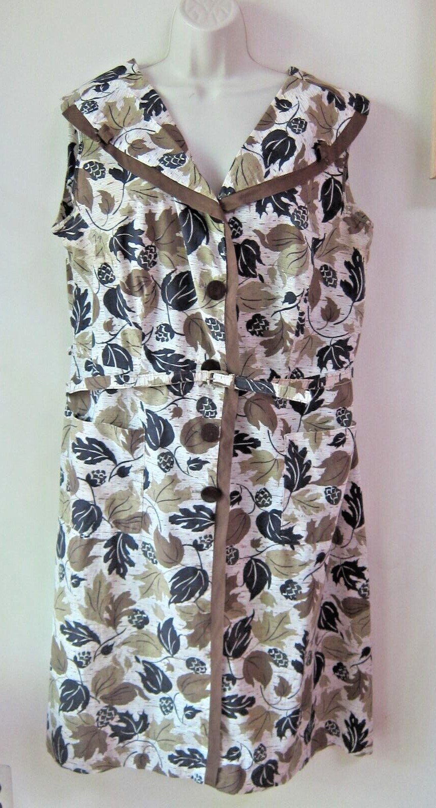 Aunt Lucy’s VTG 1940’s Handmade Day House Dress Belted~Pockets~Sz Xtra Large