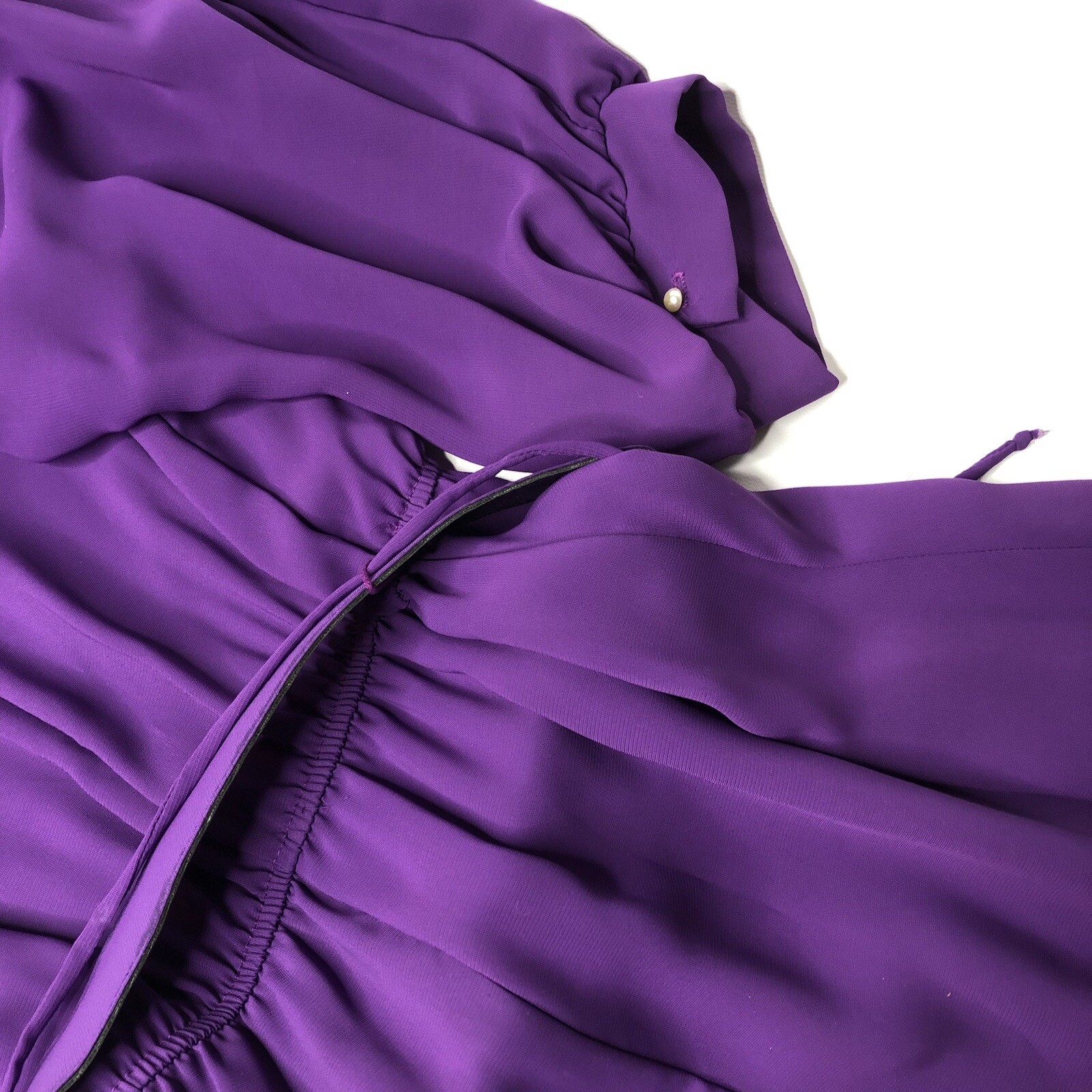 VTG 70s 80s Luci Pellini Balloon Sleeve Midi Dress in Plum Purple + Belt Fits: L