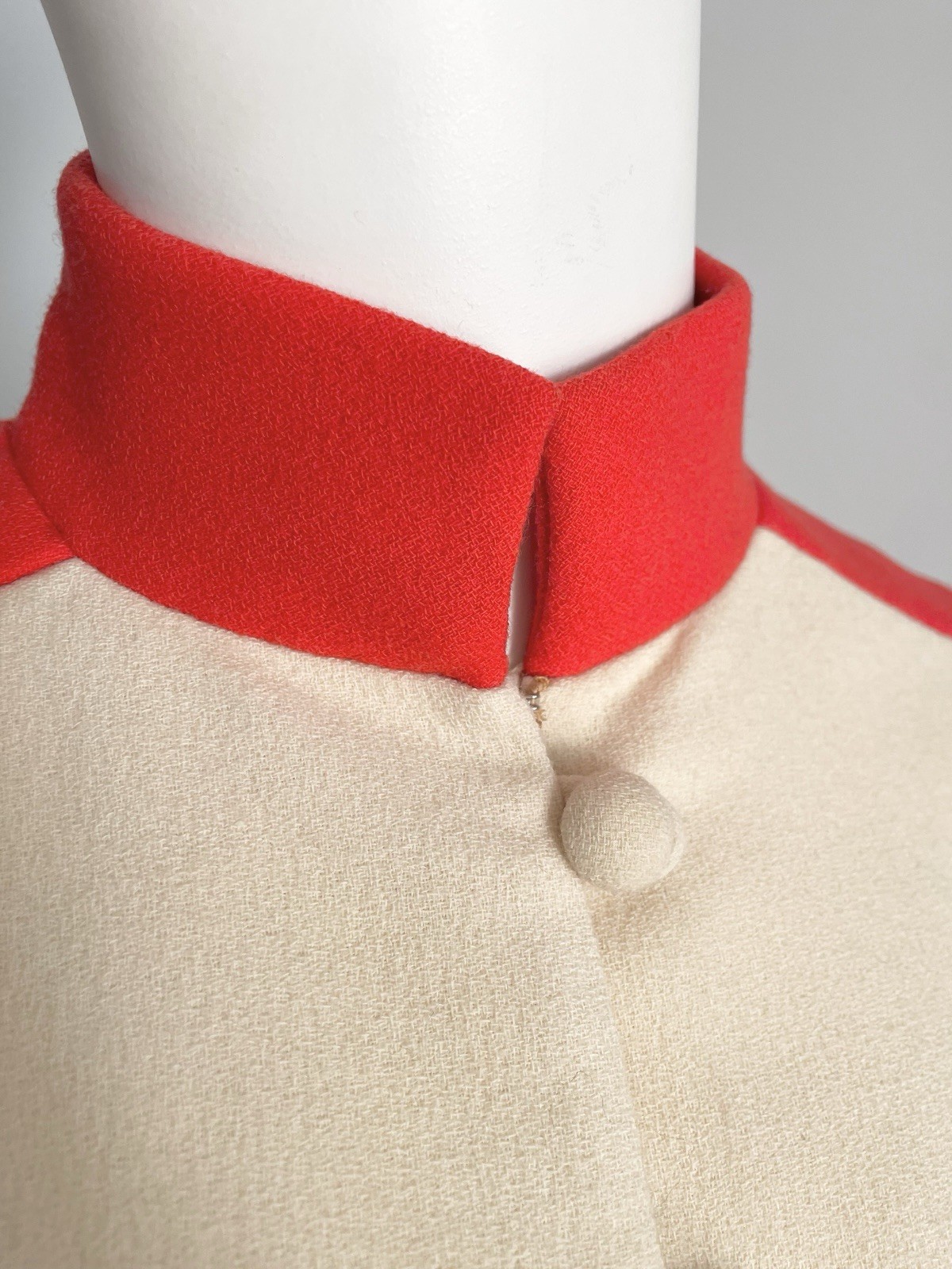 Geoffrey Beene Vintage 1960s Cream Bright Orange High Neck Dress Size Small
