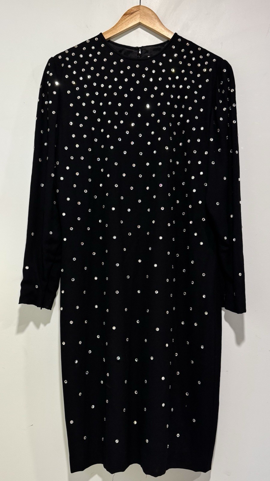 Vintage 80s Richilene Dress Black Evening Rhinestones Memphis Galleria 40” Bust
