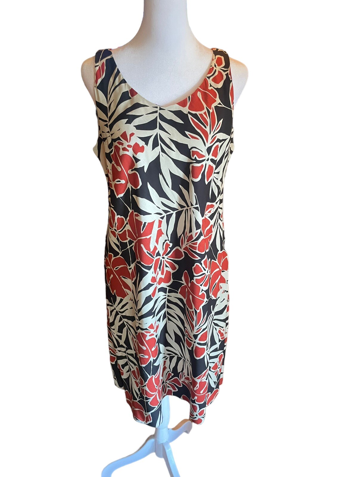 Vintage Nani of Hawaii Dress Tropical Hawaiian Knee Length Sz Small Tan Floral