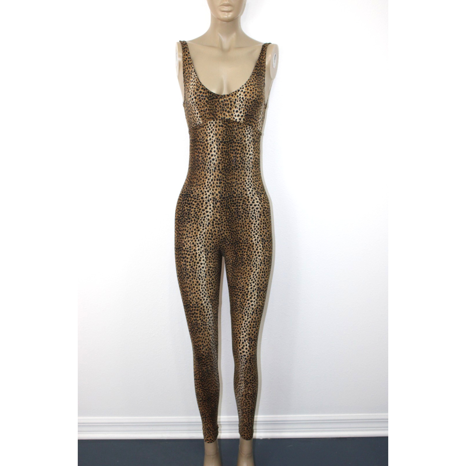VTG 80s 90s Yvan & Marzia Paris France Leopard Cheetah Bodysuit Aerobics RARE