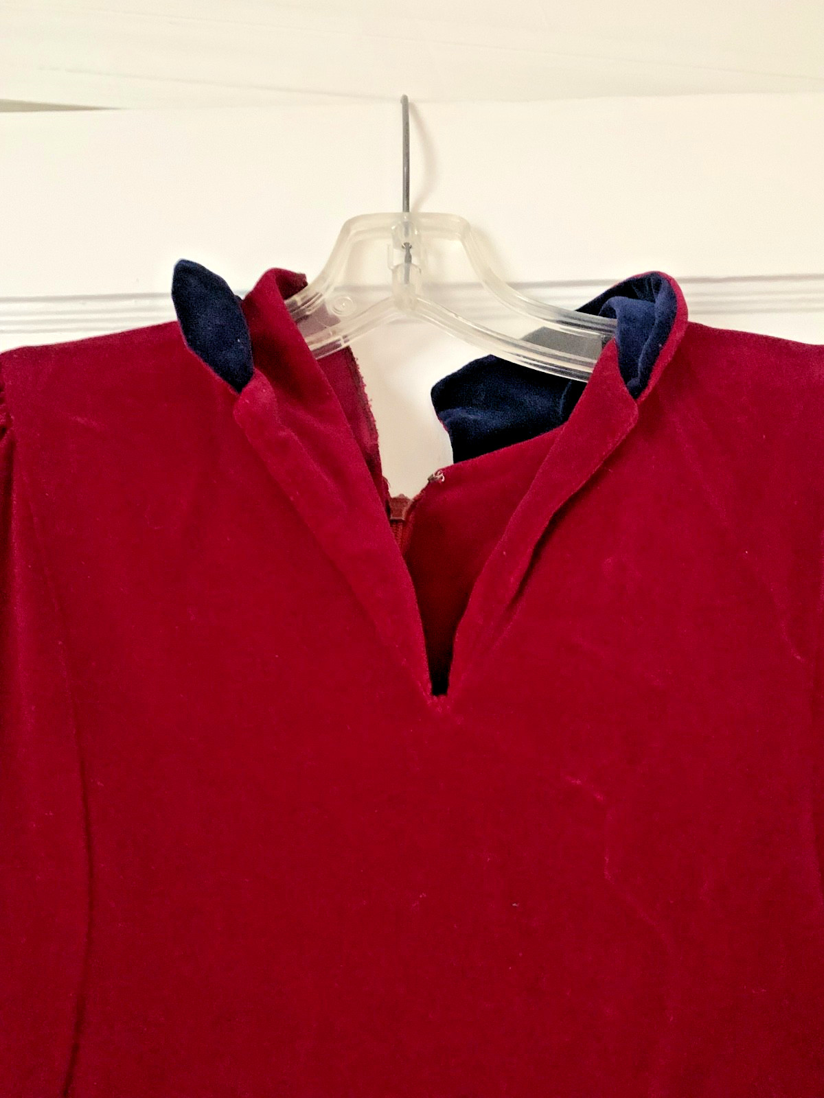 Droopy & Browns Dress Vintage UK Size 14 Burgundy & Navy Velvet Angela Holmes