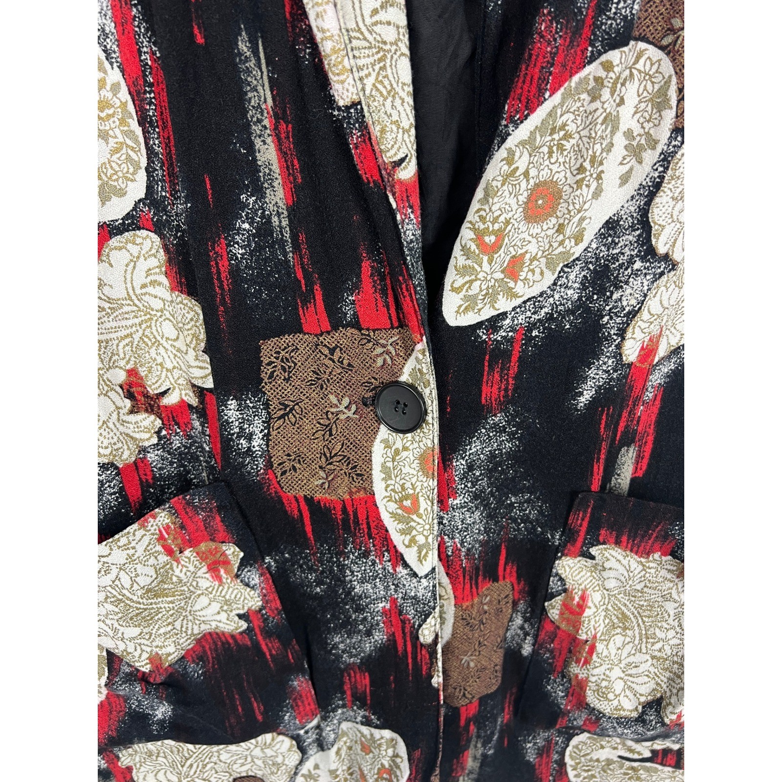 Vintage Kensington Square Abstract Floral Duster Blazer Jacket USA Made Medium