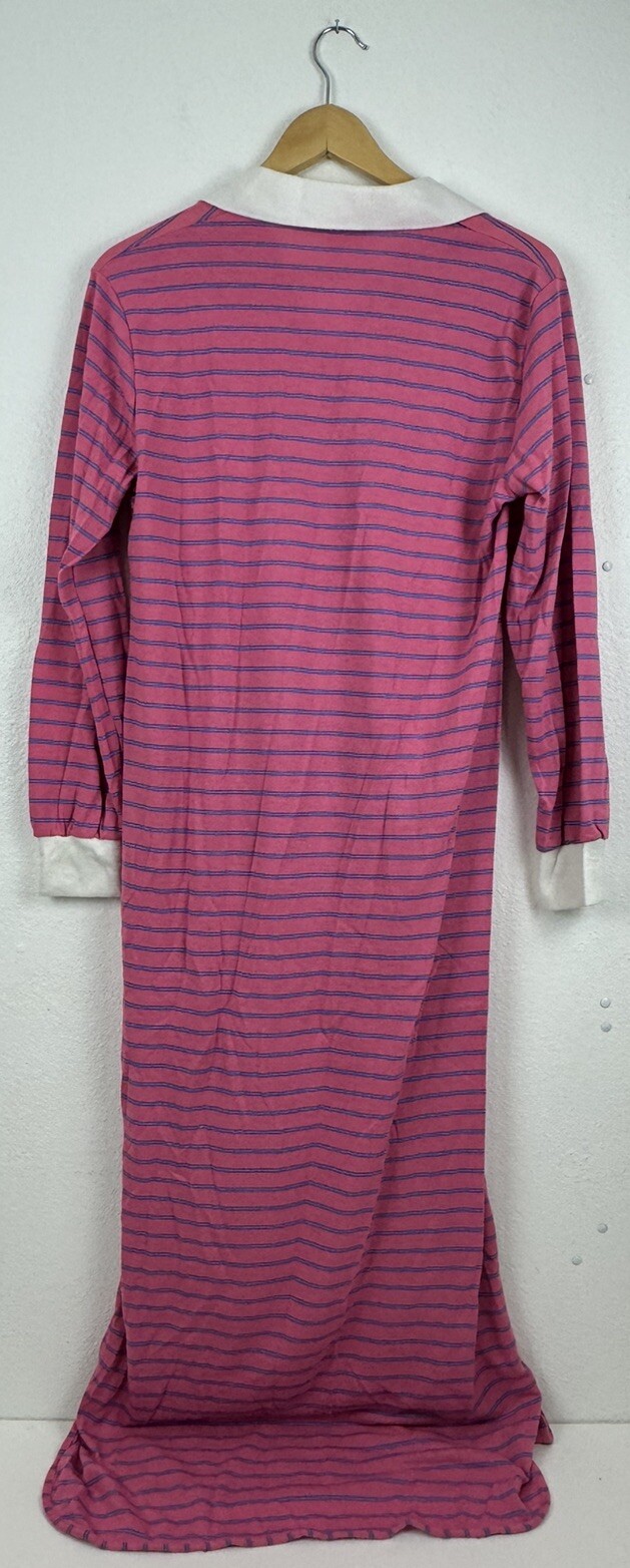 Sears Jr Bazaar Collared Polo Style Night Gown Pink Striped Large 13-15