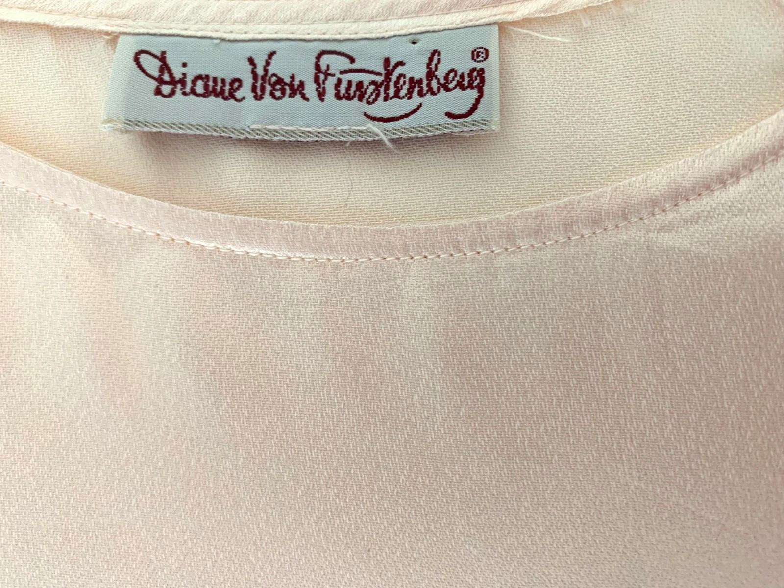 VTG DIANE VON FURSTENBERG Pink Satin Feel Long Sleeve Lingerie 2 Pc Pajamas Set