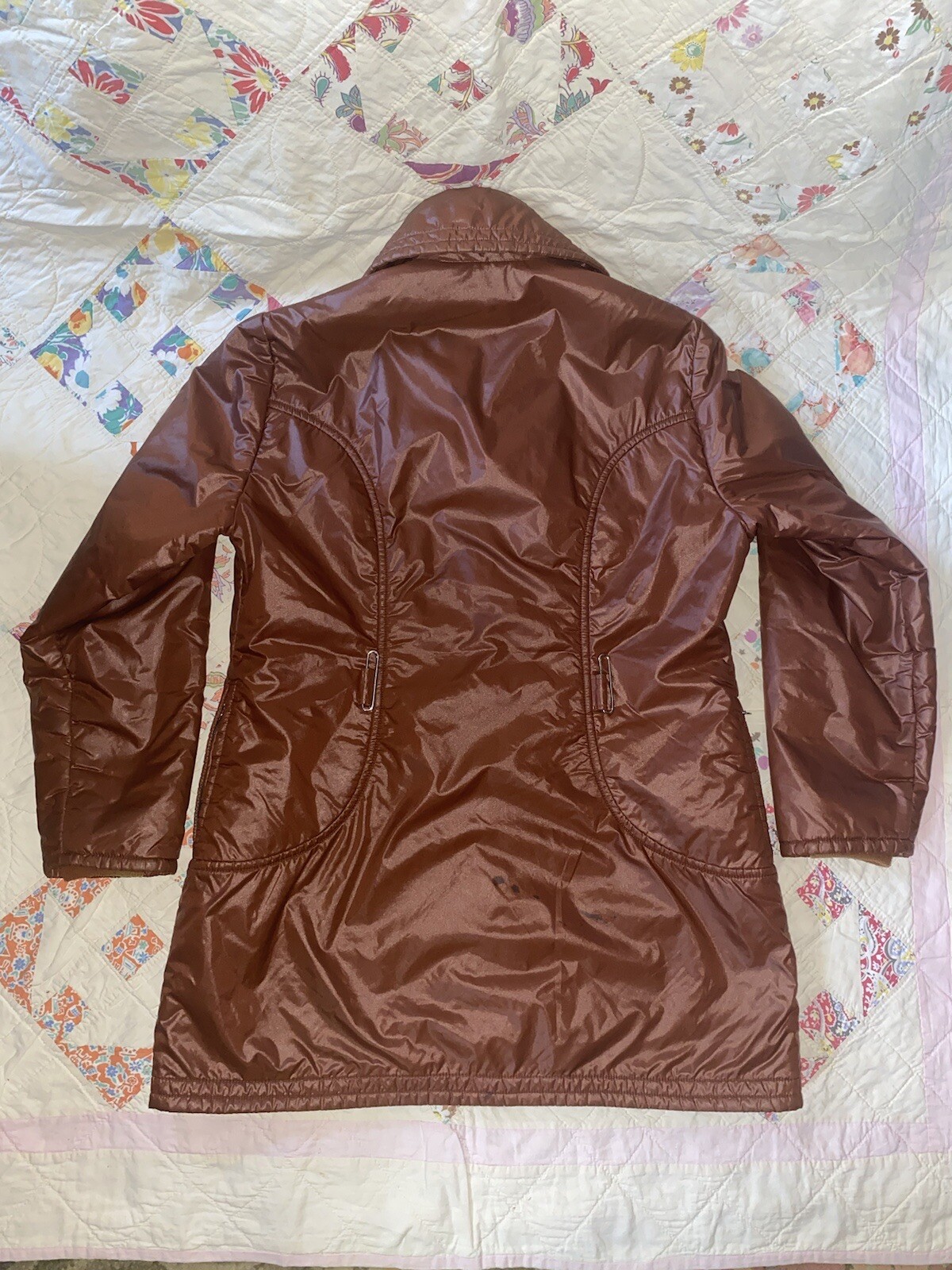 Vintage Roffe Brown 70s 80s Ski Puffer Coat Jacket Zip Up Insulated Womens Large