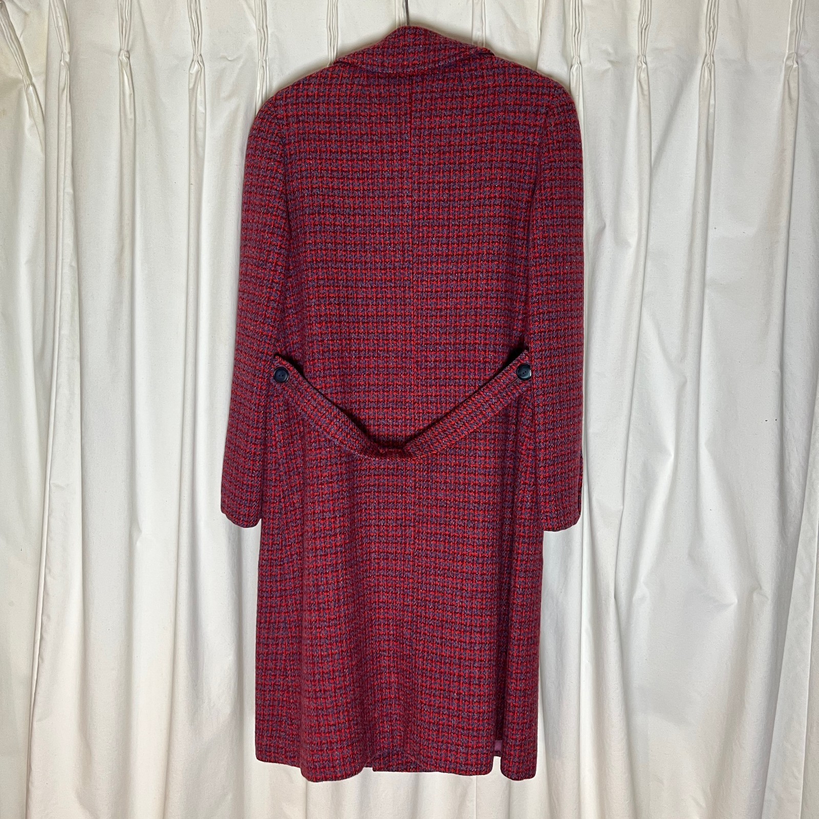 Harris Tweed Coat True Vintage 60s Women S/M Scottish Wool Red Purple Grandma