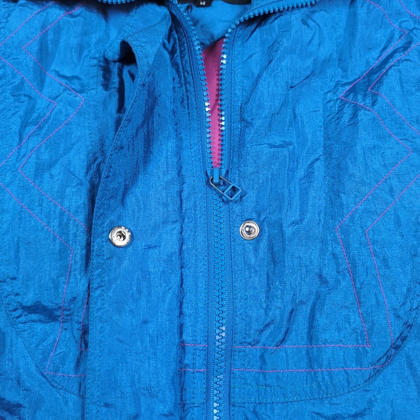 Vintage Andy Johns 90s Nylon Colorblock Jacket Anorak Sz M W/ Shoulder Pads