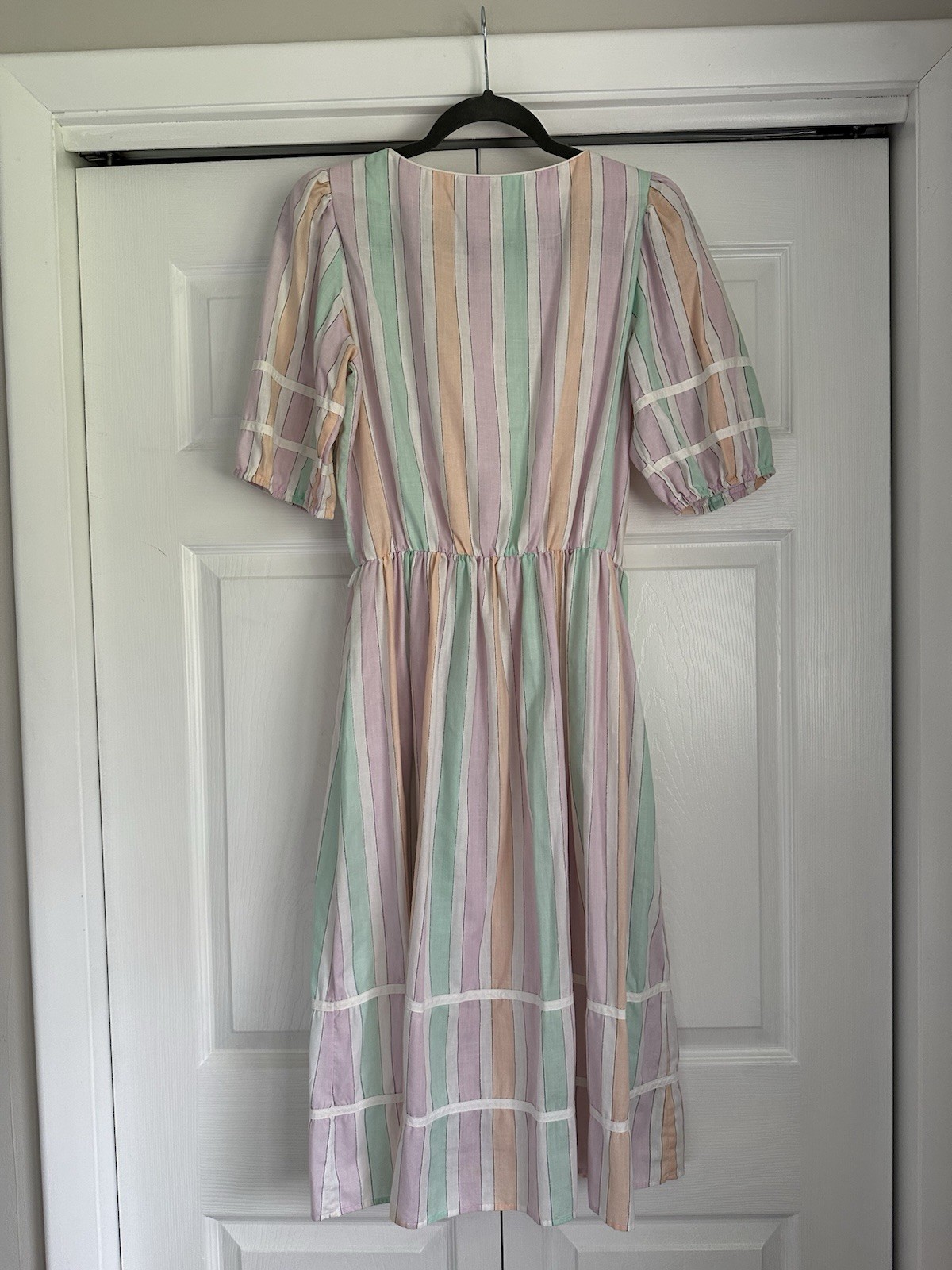 Vintage You Babes II Fritzi Dress Size 11 1970s 1980s Pastel Stripe Spring