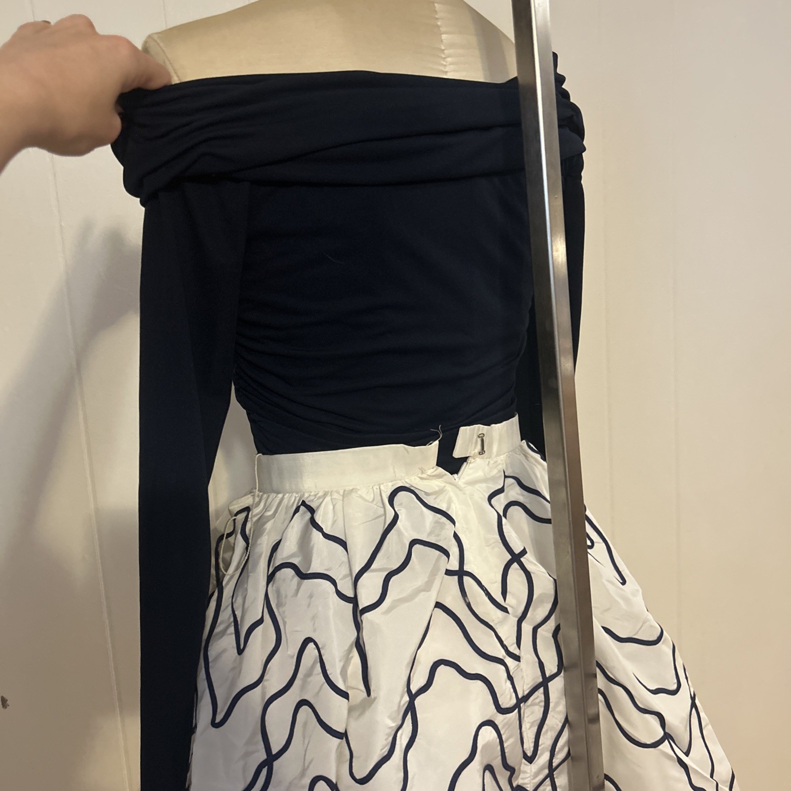 Vintage 80s Does 50s Victor Costa By Saks Corset Top Fit Flare Skirt Belt Set 6