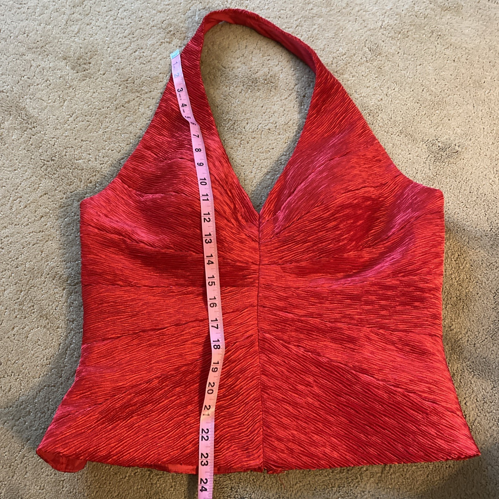 VINTAGE CACHE PLUS SIZE TEXTURED HALTER TOP LINED ZIPPER BACK PARTY WEAR SIZE 16