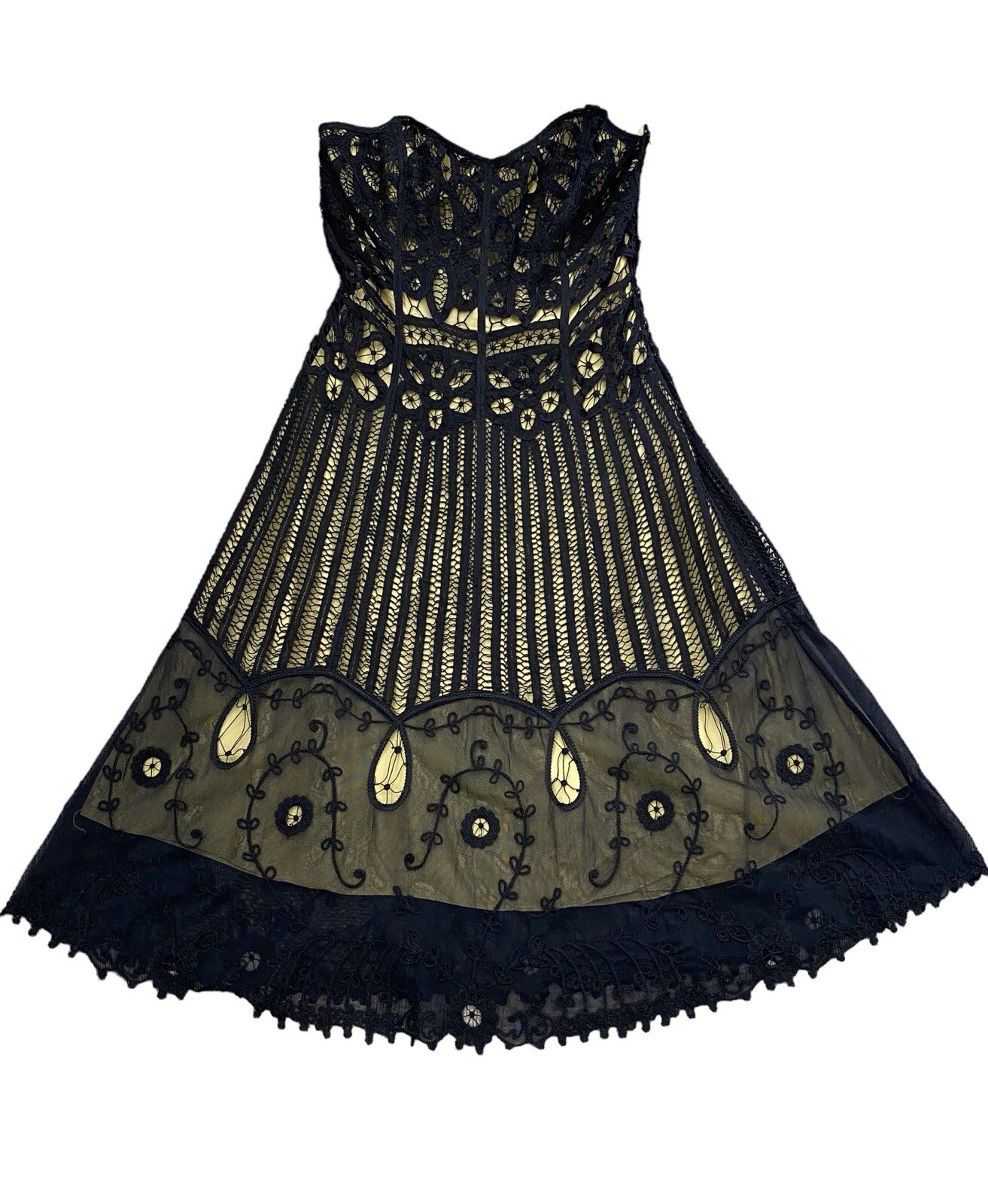 Vintage BETSEY JOHNSON NEW YORK Black Whimsigoth Boho Chic Dress Sz. 2 Y2K