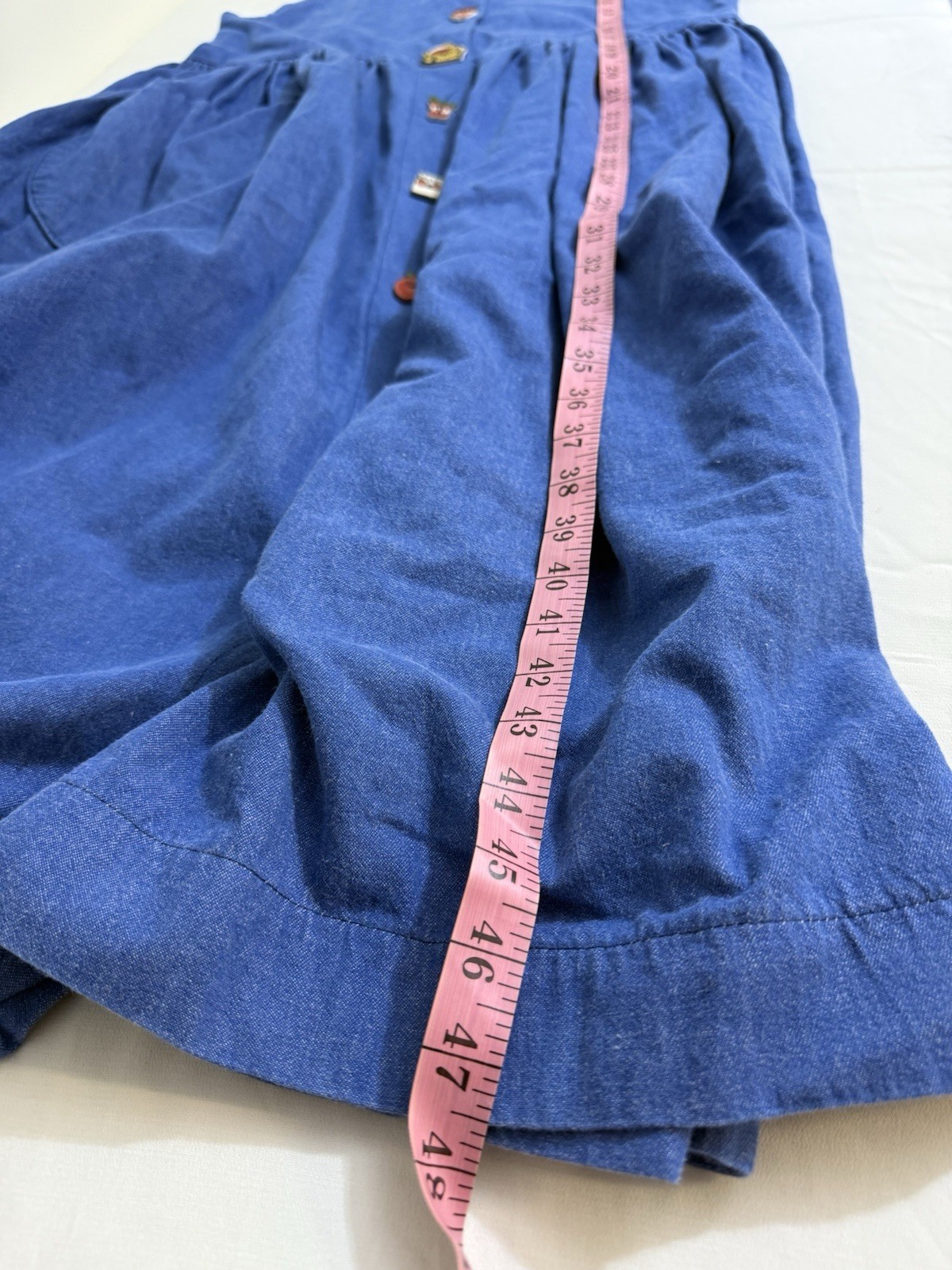Vintage Dogwood lane Denim dress Sz Medium Fruit Bottons