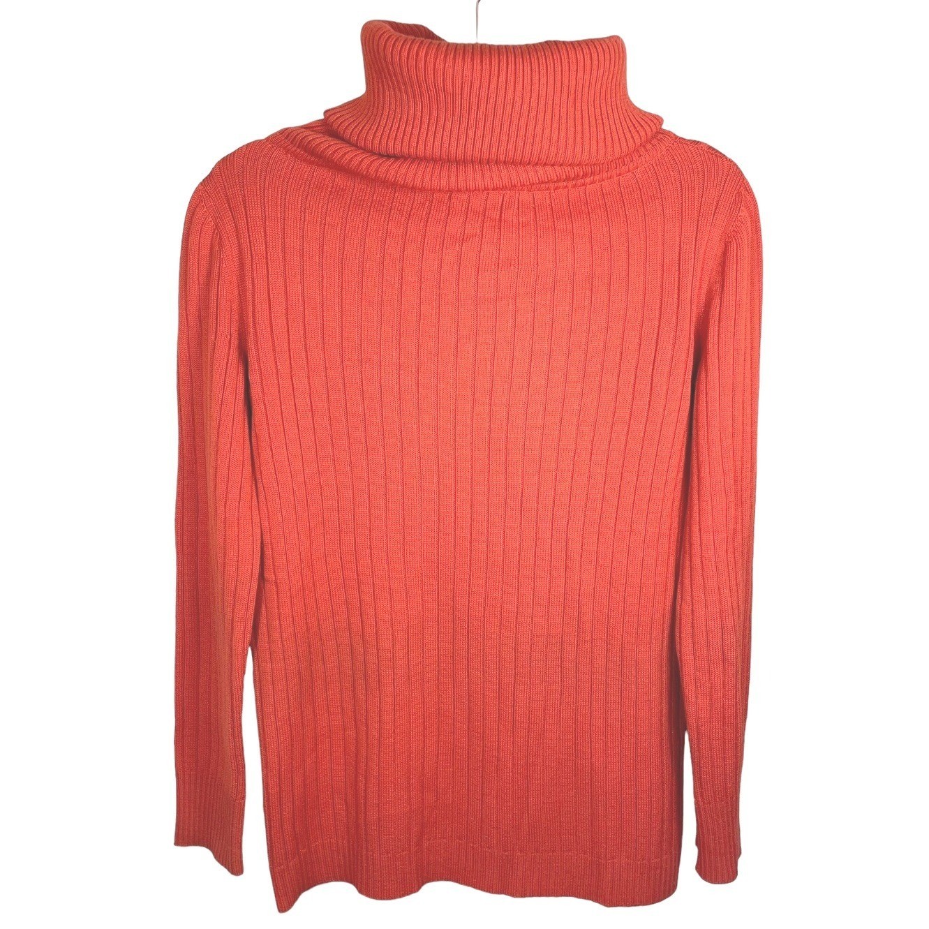 Gino Paoli Vintage Italian 100% Wool Ribbed Cowl Neck Sweater Orange Size 12