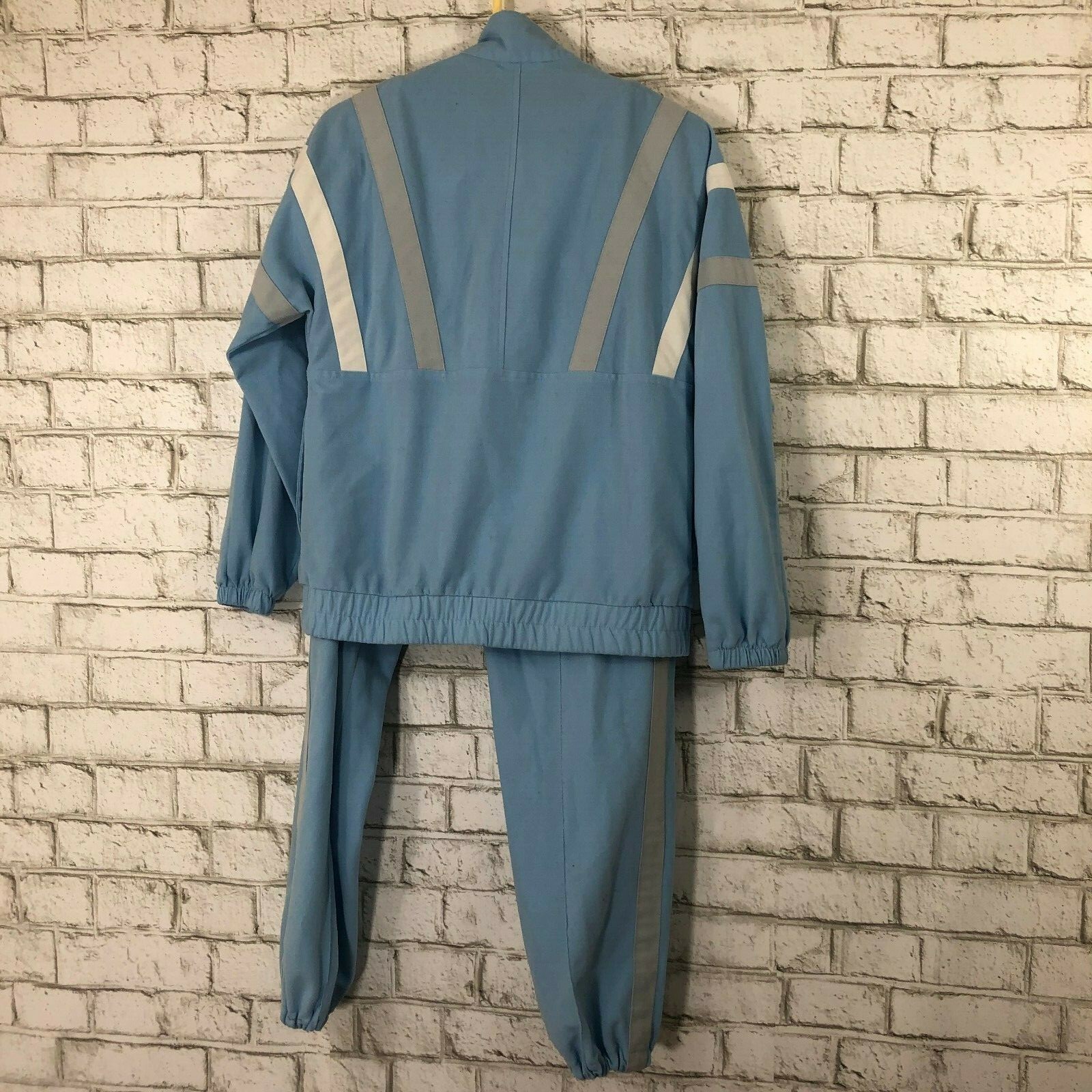 Vintage Bonnie Sportswear Blue Gray Stripe Tracksuit Track Jacket Sweat Pants M