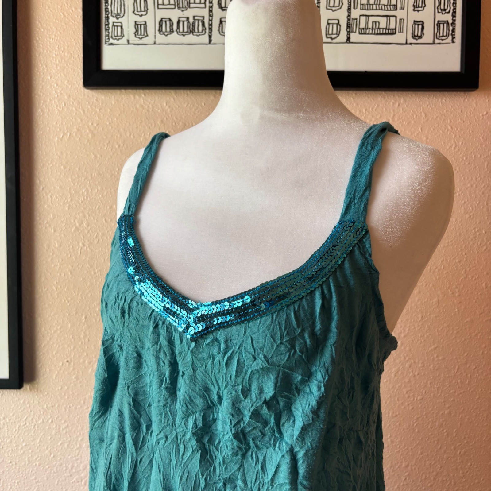 Vintage 90s / 2000s Teal Sequined Fairy Blouse