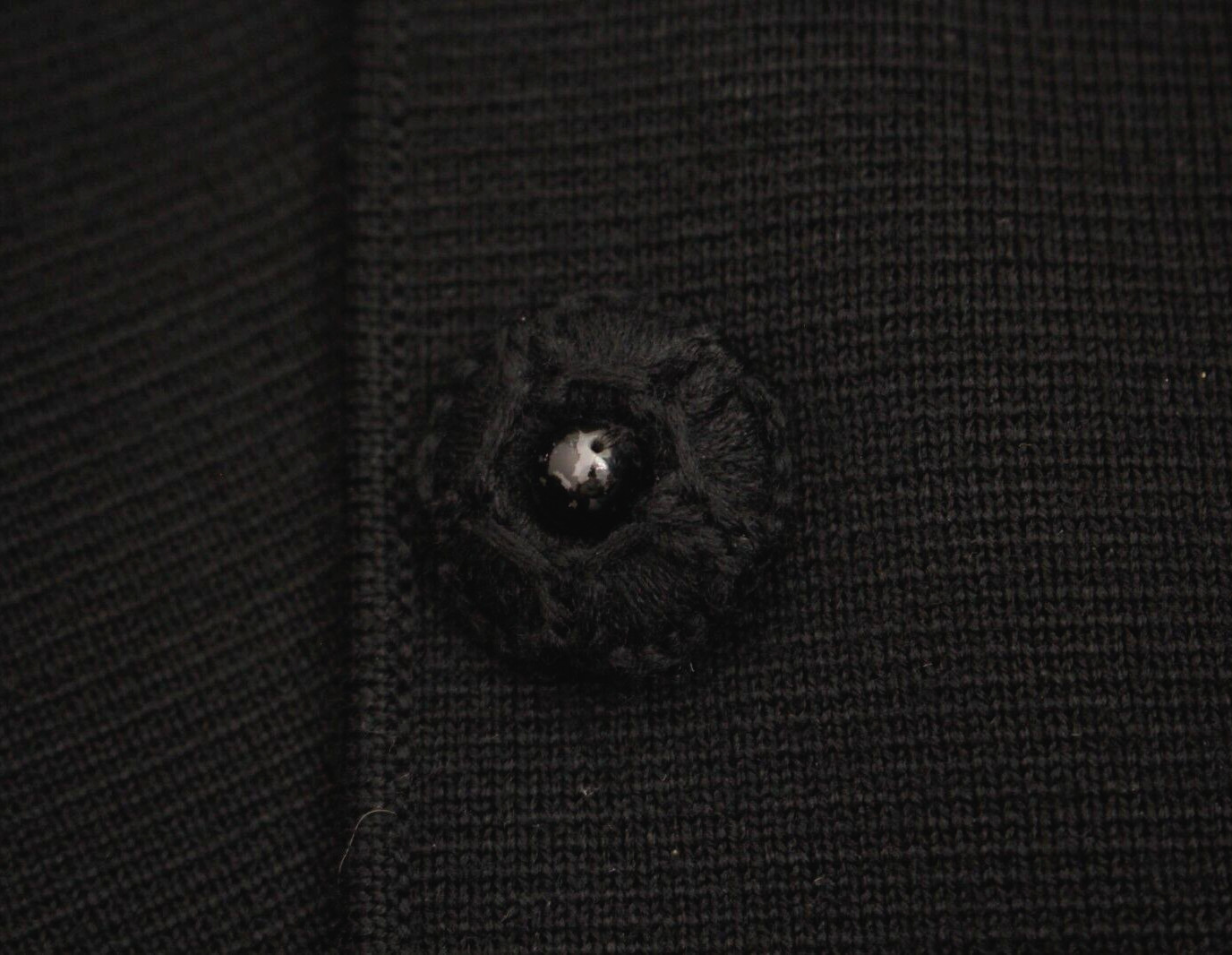 VTG Women’s 60s 2 PC Black Knit Beaded Dress Suit M/L 1960s Jacket & Skirt Set