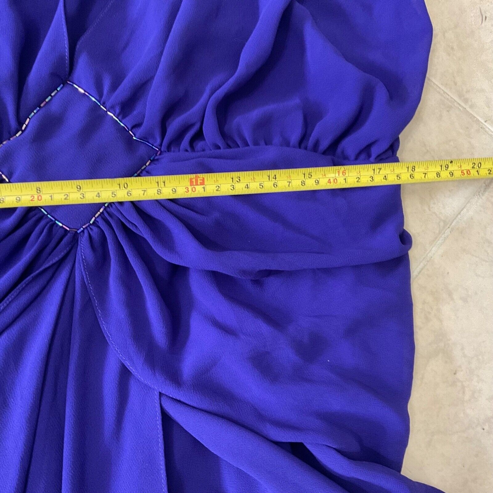 Casadei 1980s Double Layered Formal Dress M/L Purple beaded shoulders Art Deco