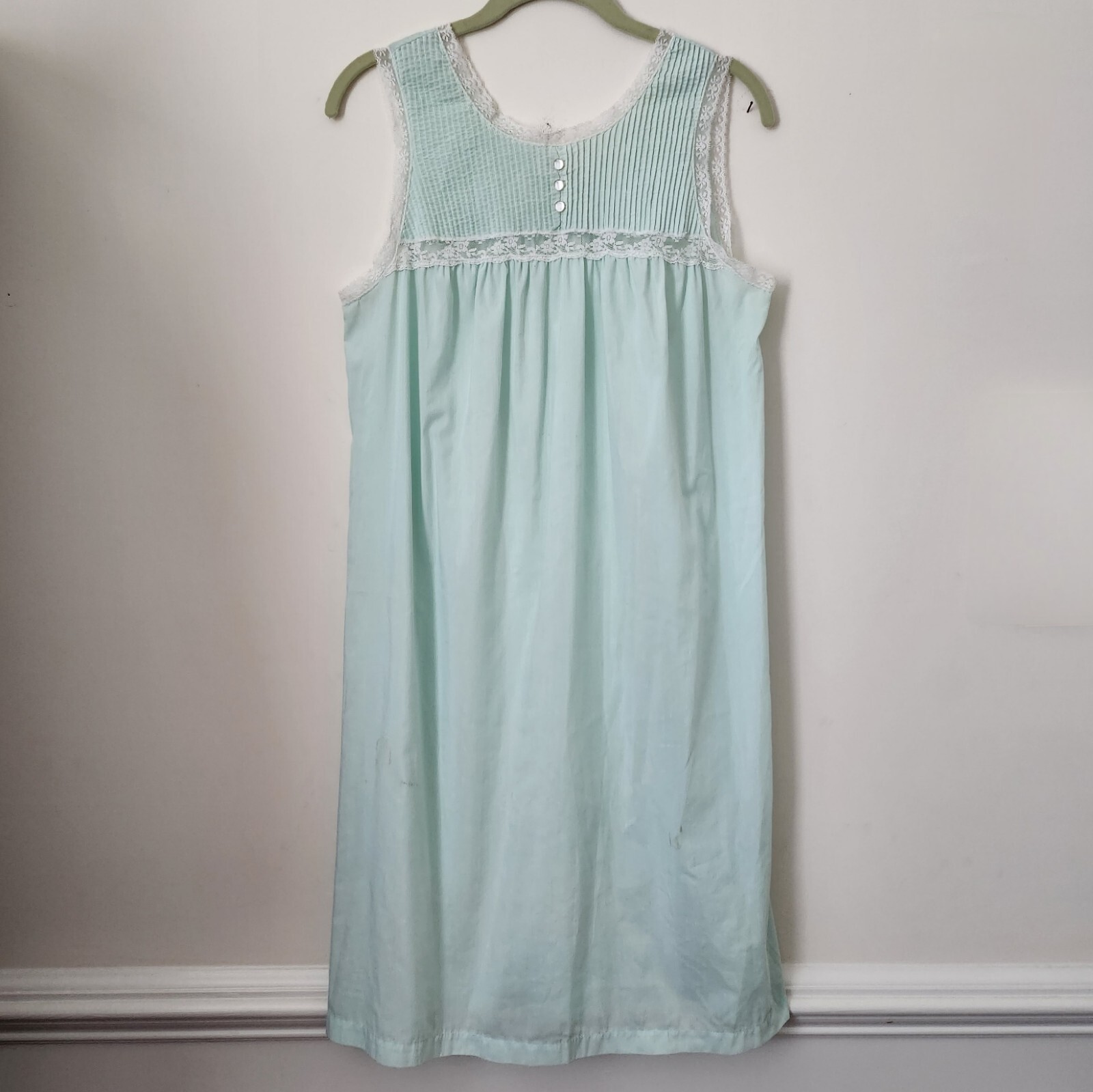 Vintage Barbizon Aqua Green Laced 2pc Robe & Sleeveless Nightgowns S/M