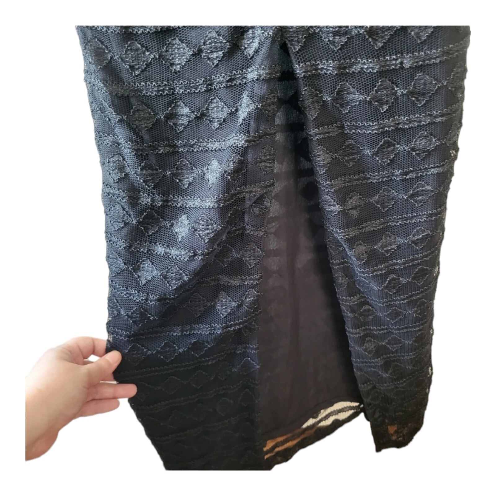 Vintage Crochet Lace Dress XS/S Black Bodycon Zip Closure Maxi Length Witchcore
