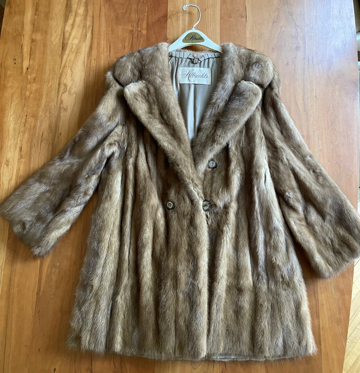 1970 Genuine Mink Jacket 3/4 Length Albrechts High End Furrier Orig Bag Belt M/L
