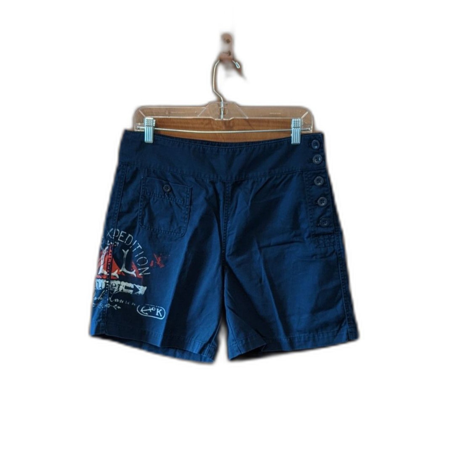 Ralph Lauren Shorts Blue Sailing Graphic Sailor Side Button Vintage Y2K Preppy 8