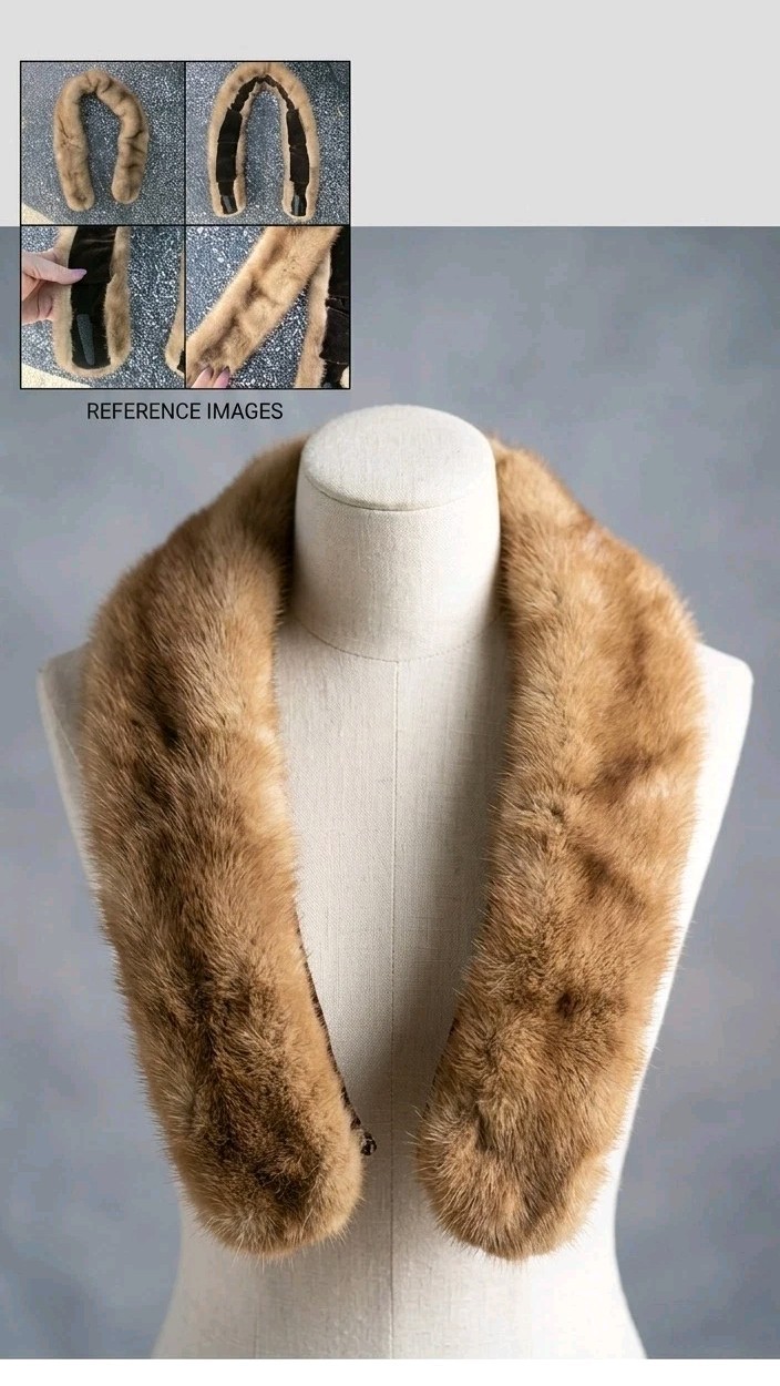 Vtg Honey Blonde Mink Fur Collar Scarf Real Fur Wrap Whimsigoth Boho Y2K Glam