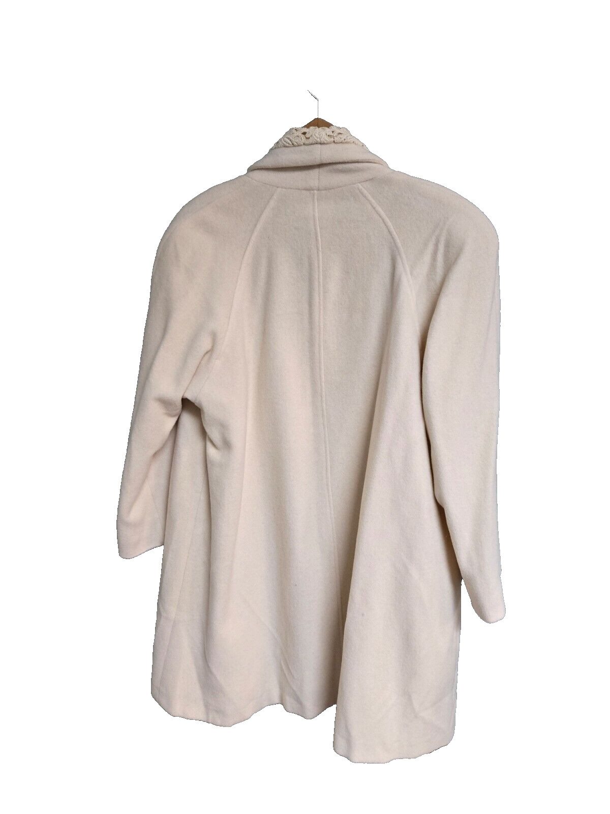 Andrea Women’s Coat Size 8 Cream With Eyelet Lace Trim 70% Wool Lined UEC