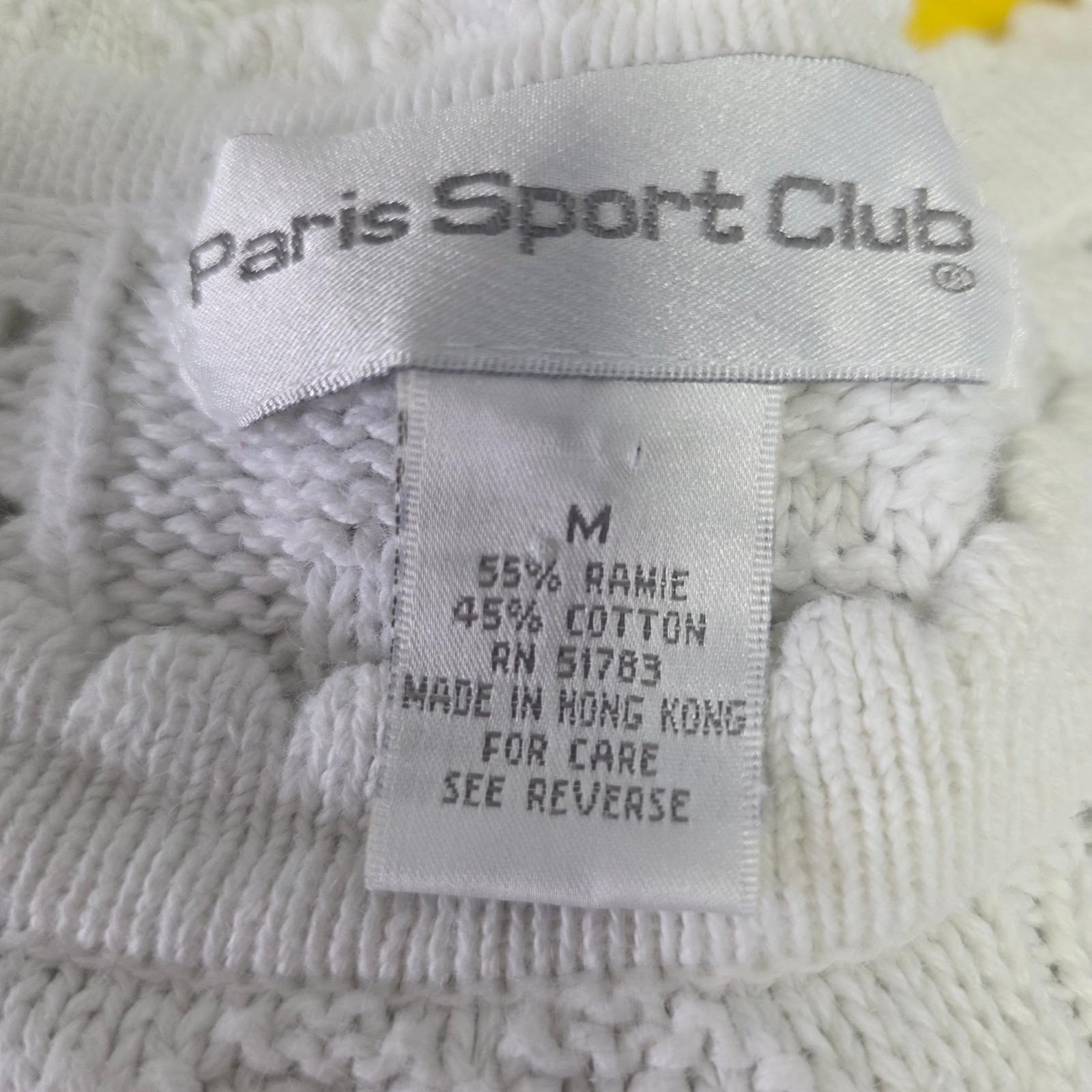 Paris Sport Club Vintage Heart Pointelle Knit Scalloped Sweater Cream Womens M