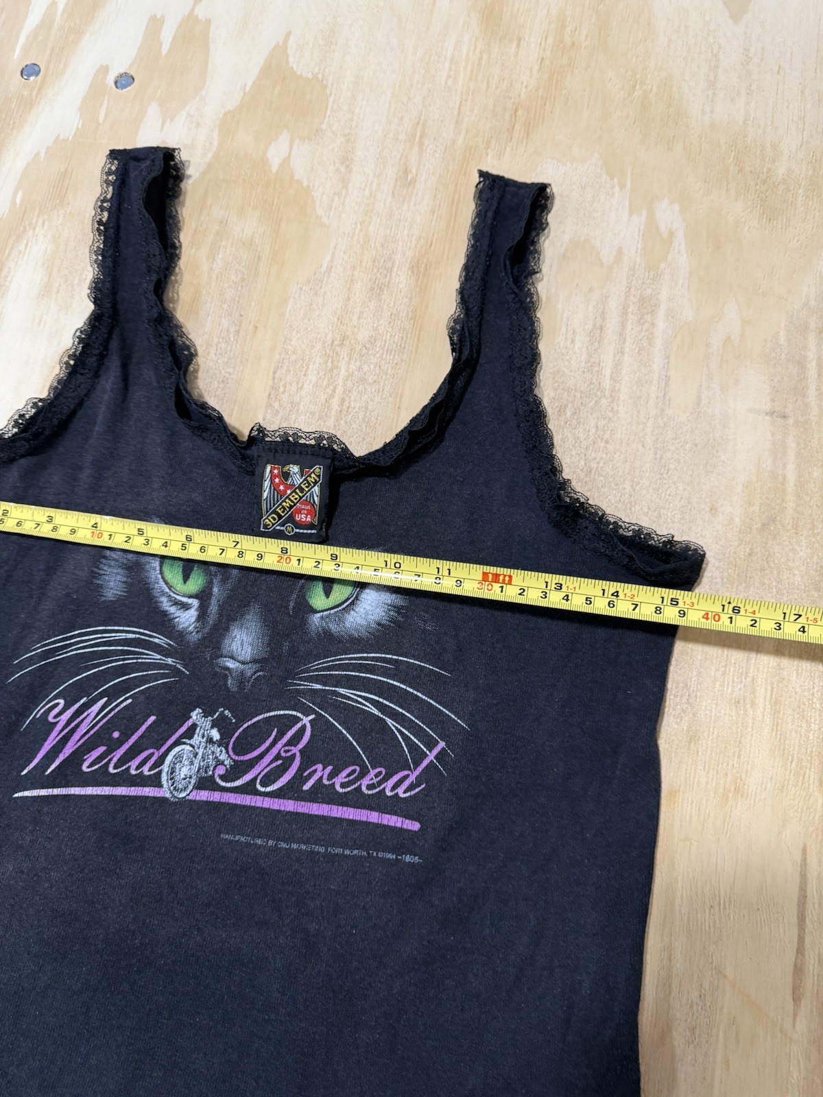 Vintage 90s Wild Breed Biker Women Kitty 3d Emblem Cat Sturgis Tank Top Lace M