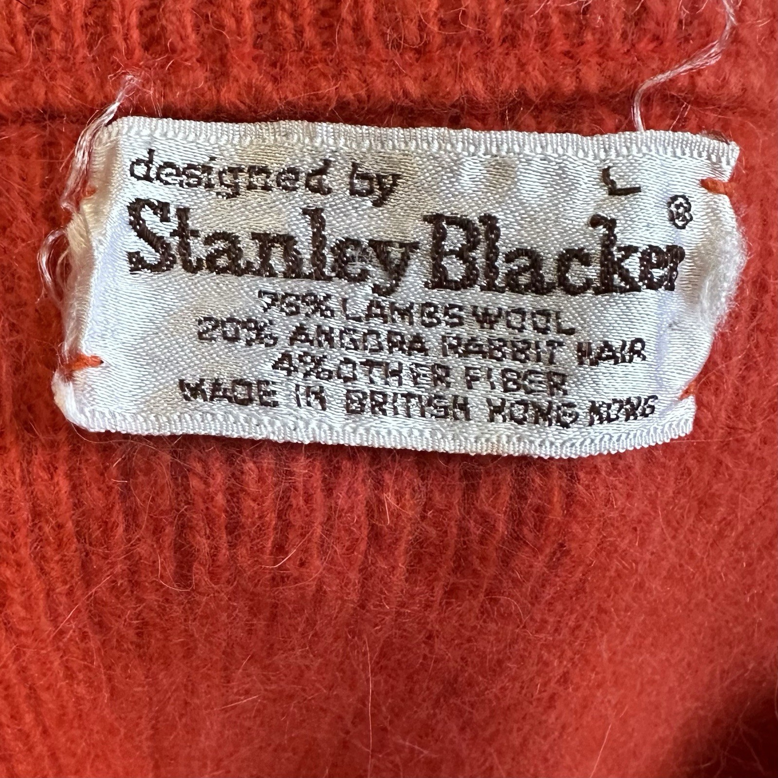 Vintage 60s 70s Orange Stanley blacker Tunic Sweater Vest Wool Angora Womens L