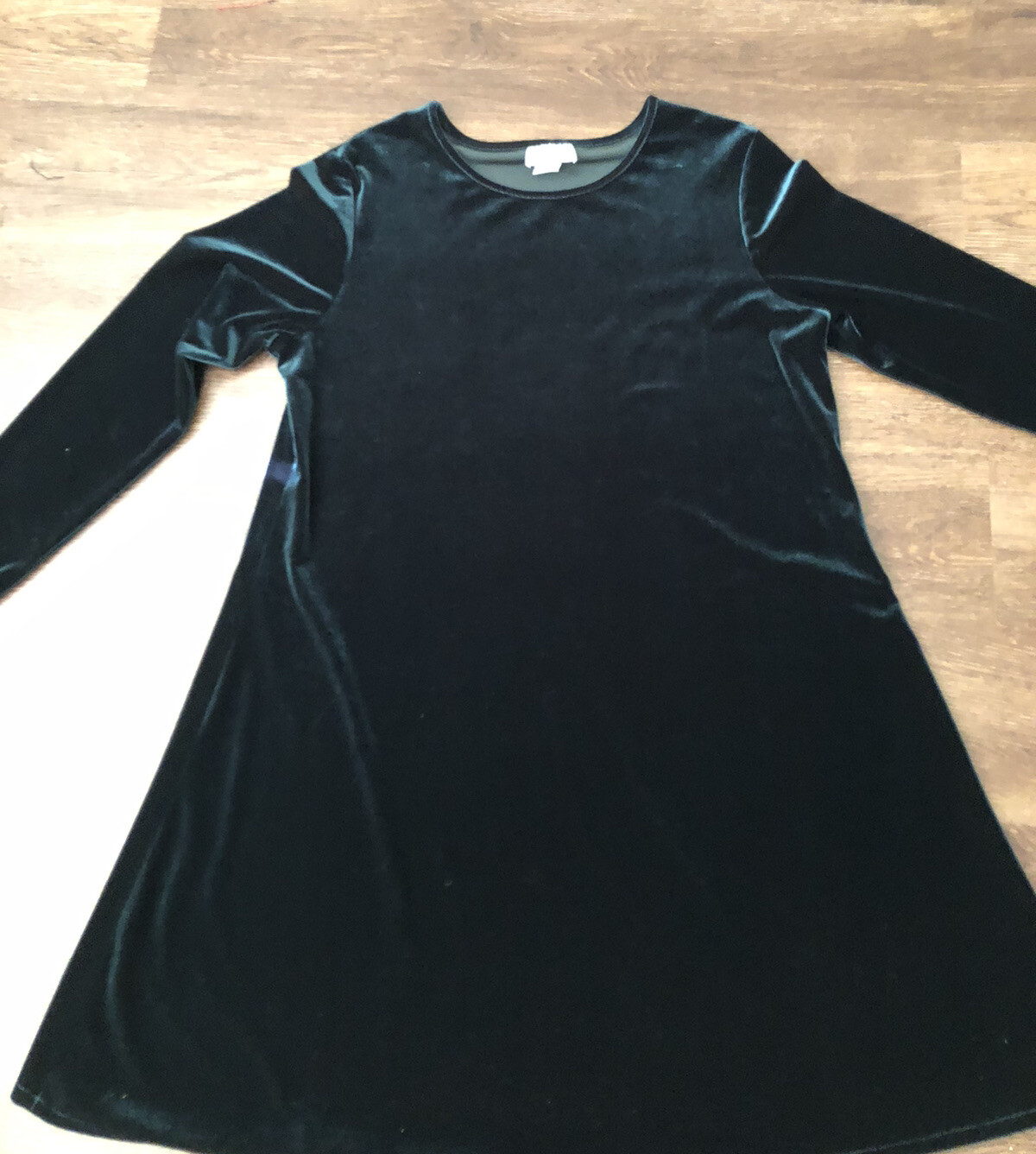 Vintage ’90s Grunge Velvet Stretch Shift Dress Forest Green K.C. Spencer size 14