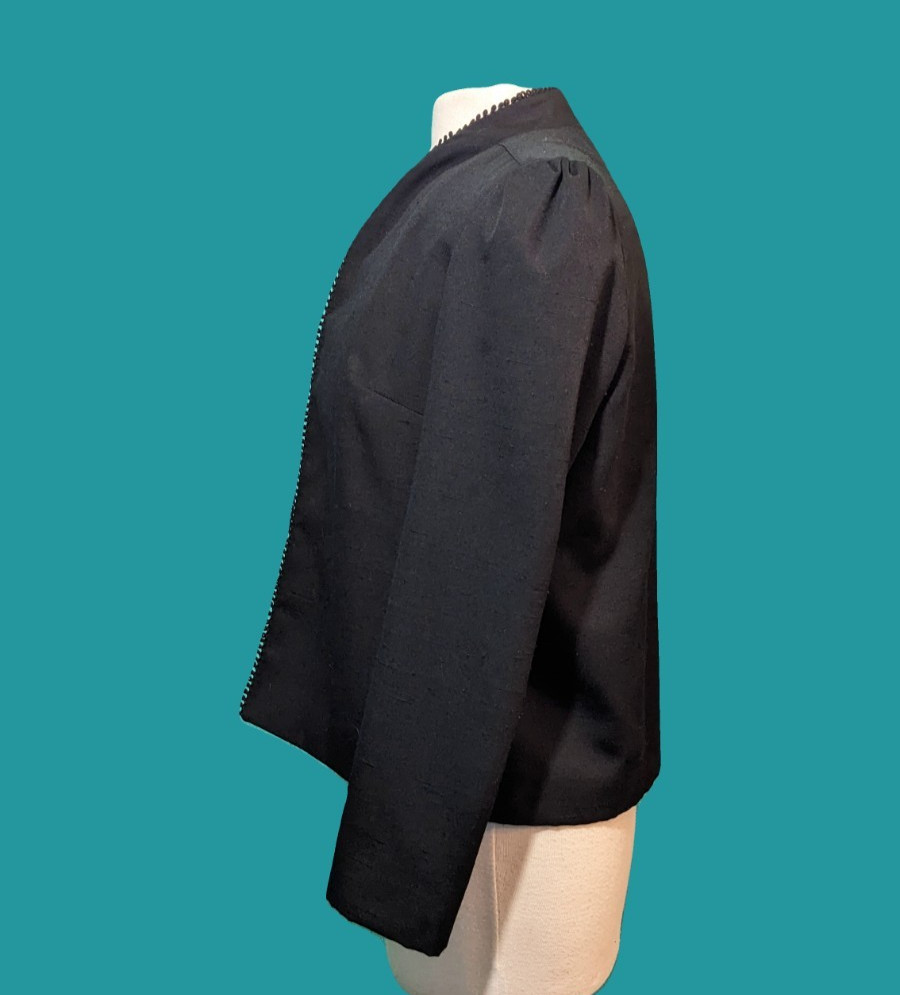 Glen Echo Sportswear Vintage Black Open Front Blazer Size M Preowned