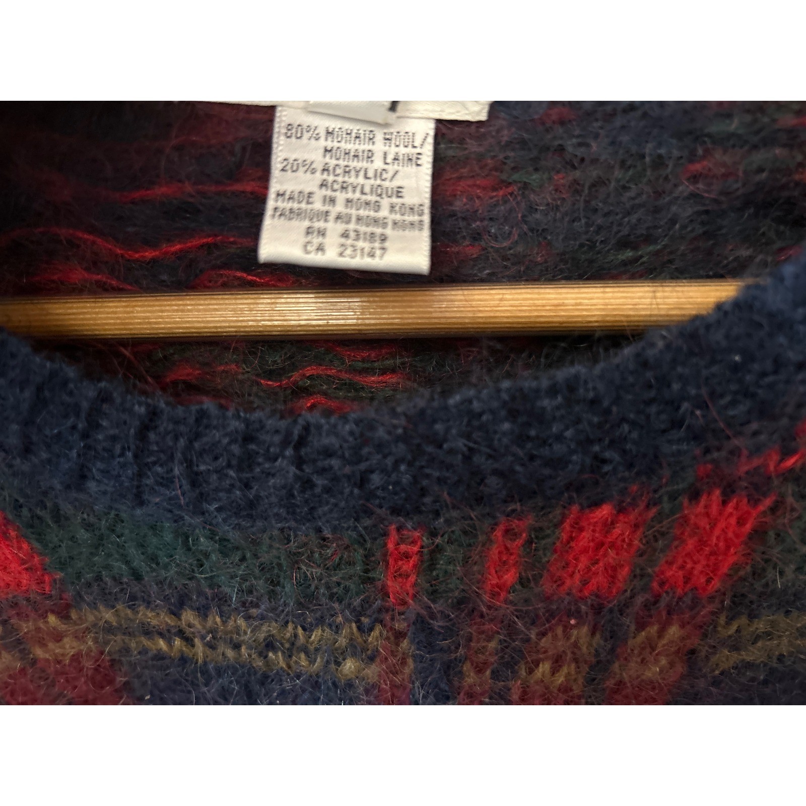 Vintage 90,s Talbots Mohair Wool Sweater Plaid Dark Academia Preppy Grunge Cozy