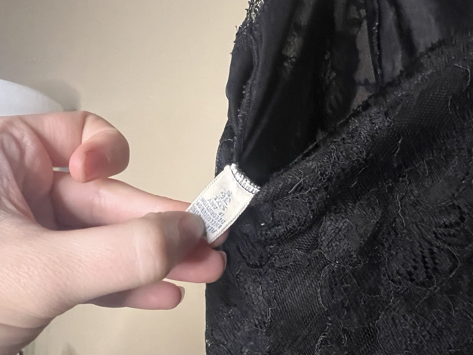 Vintage Vanity Fair Black Lace Satin Slip Nightgown Dress Small Made In USA