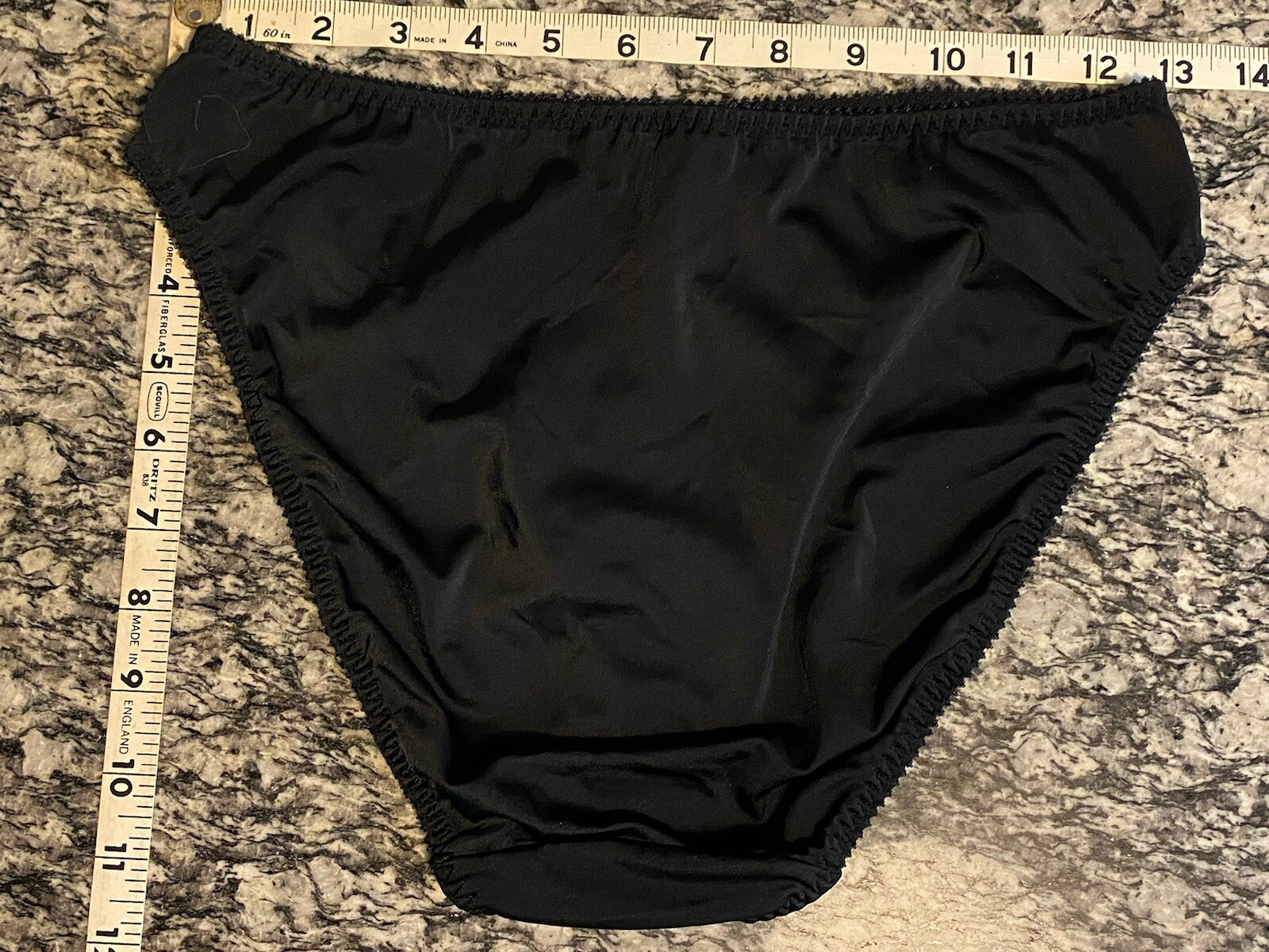 Vtg Classique Panties Sz L 36” Waist Black Nylon Poly Spandex Very Nice!