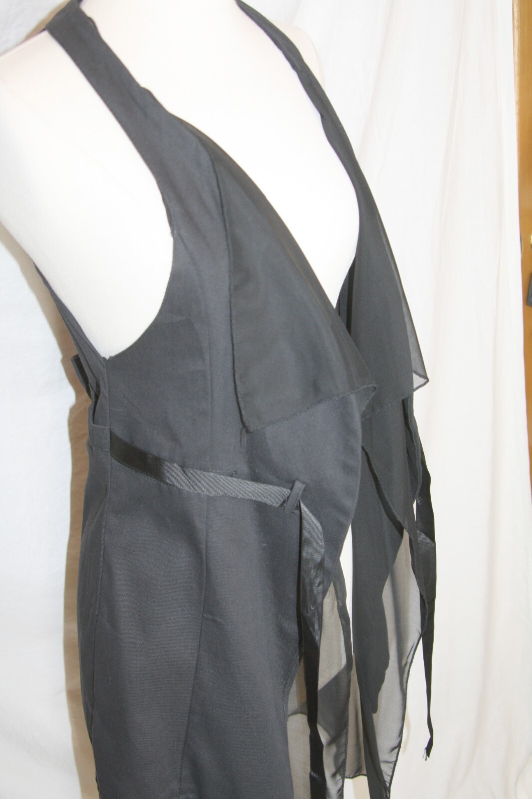 Vintage Versace Jeans Couture black tunic vest long twill sheer Rock Goth Funky