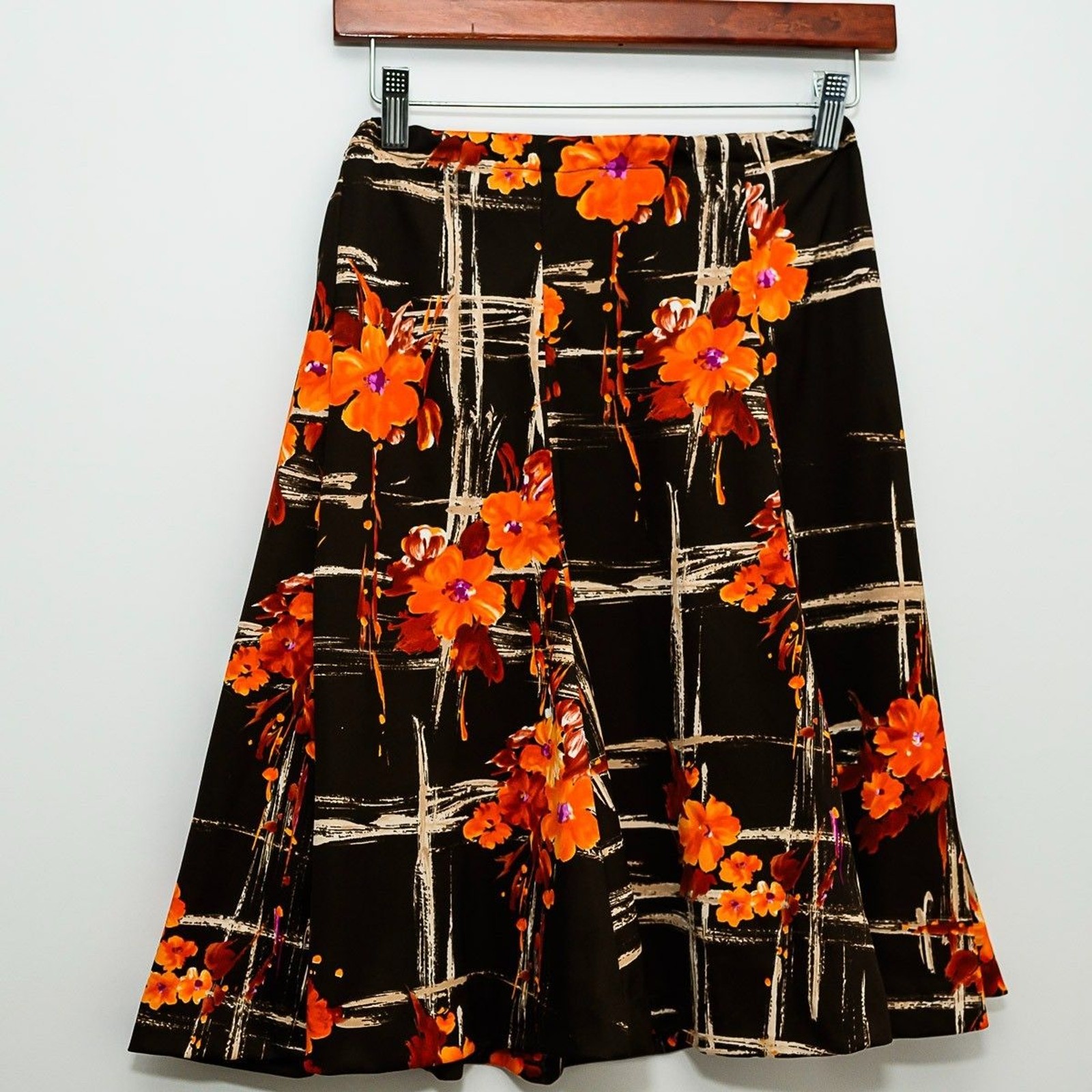 Vintage 70’s Mod Top Skirt SET size 10 longsleeve Maxi Skirt Retro Brown Orange