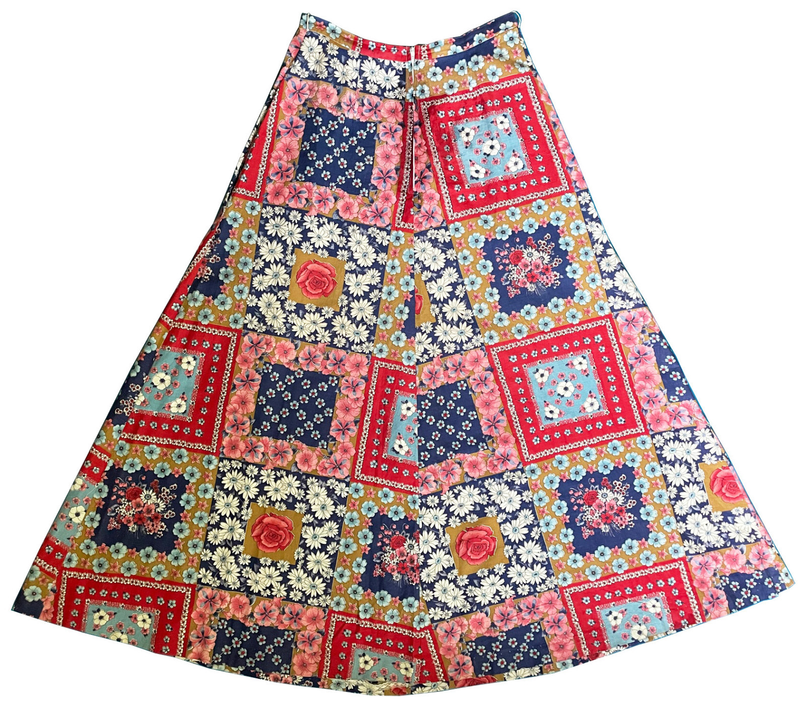 Vintage CENTURY of BOSTON A-Line Maxi Skirt Floral Patchwork Print Size 6
