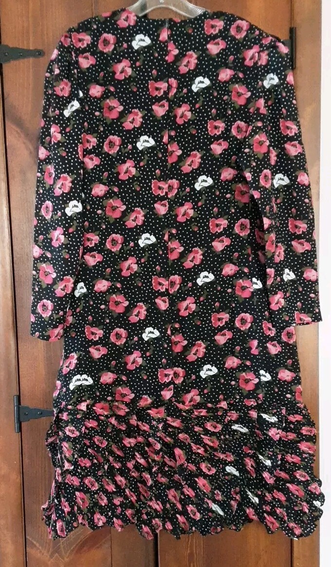 VTG Liz Roberts By Mary Ann Lamonte Floral Dress Ruffles Cottagecore L/XL