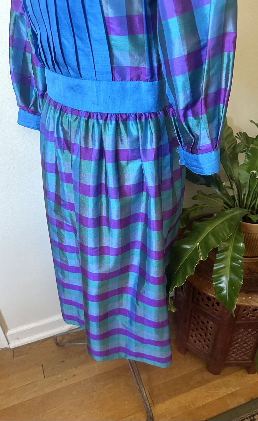 Vintage 60’s Gingham Thai Silk Dress