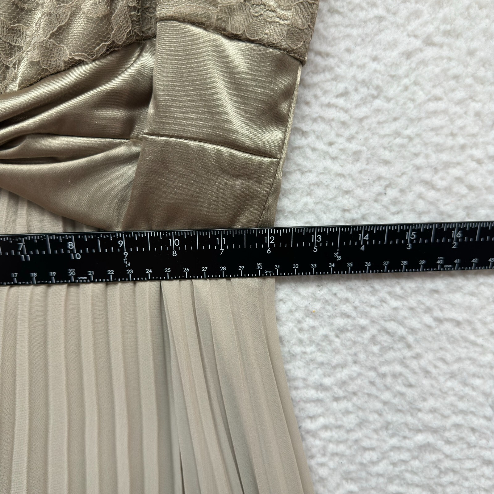 90s Y2K Vintage Evening Formal Dress 6 Medium Tan Beige Taupe Satin Lace Mesh