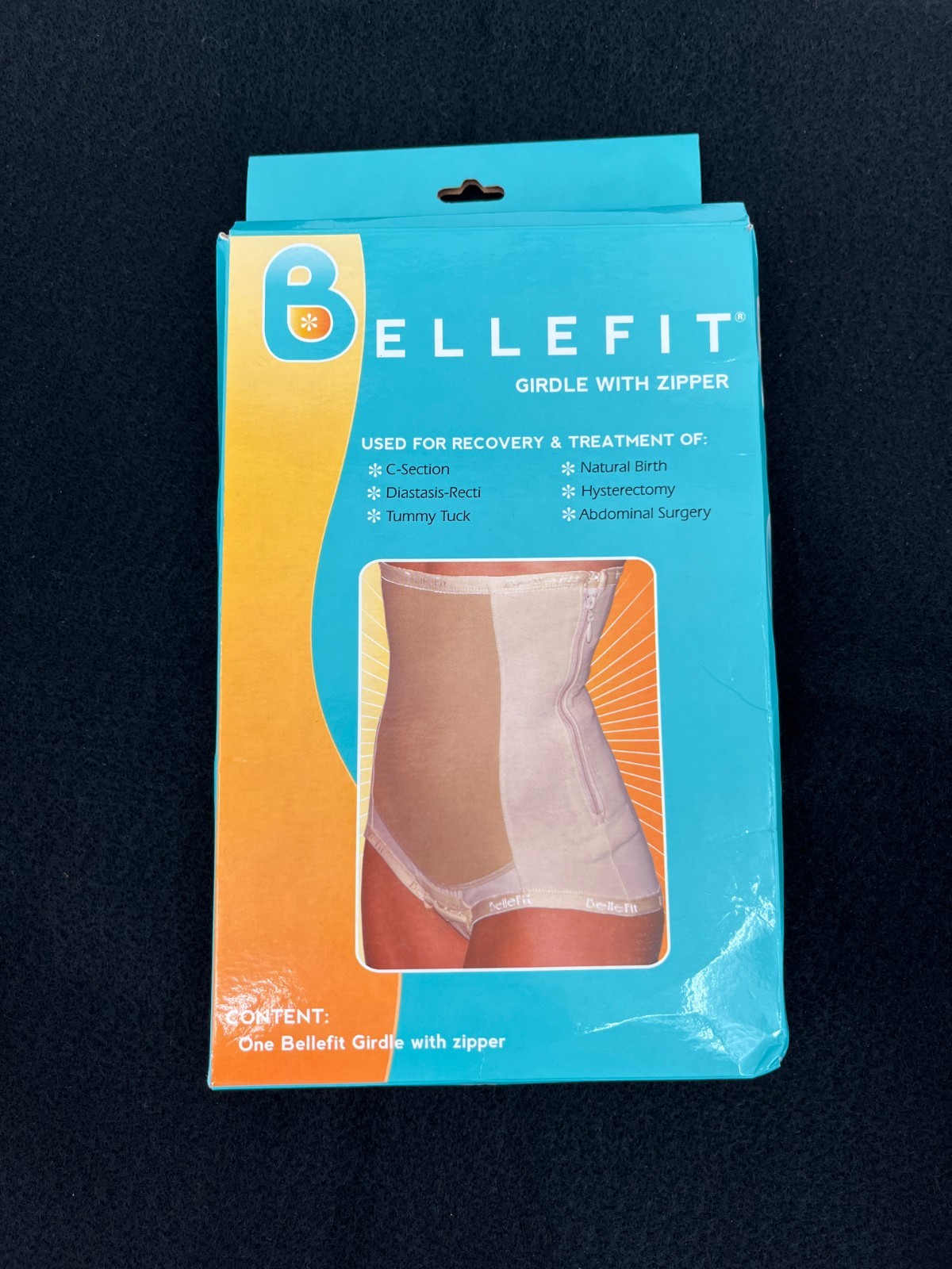 Bellefit Postpartum Girdle Front Zipper Size L Nude Tan Compression Birth Recove