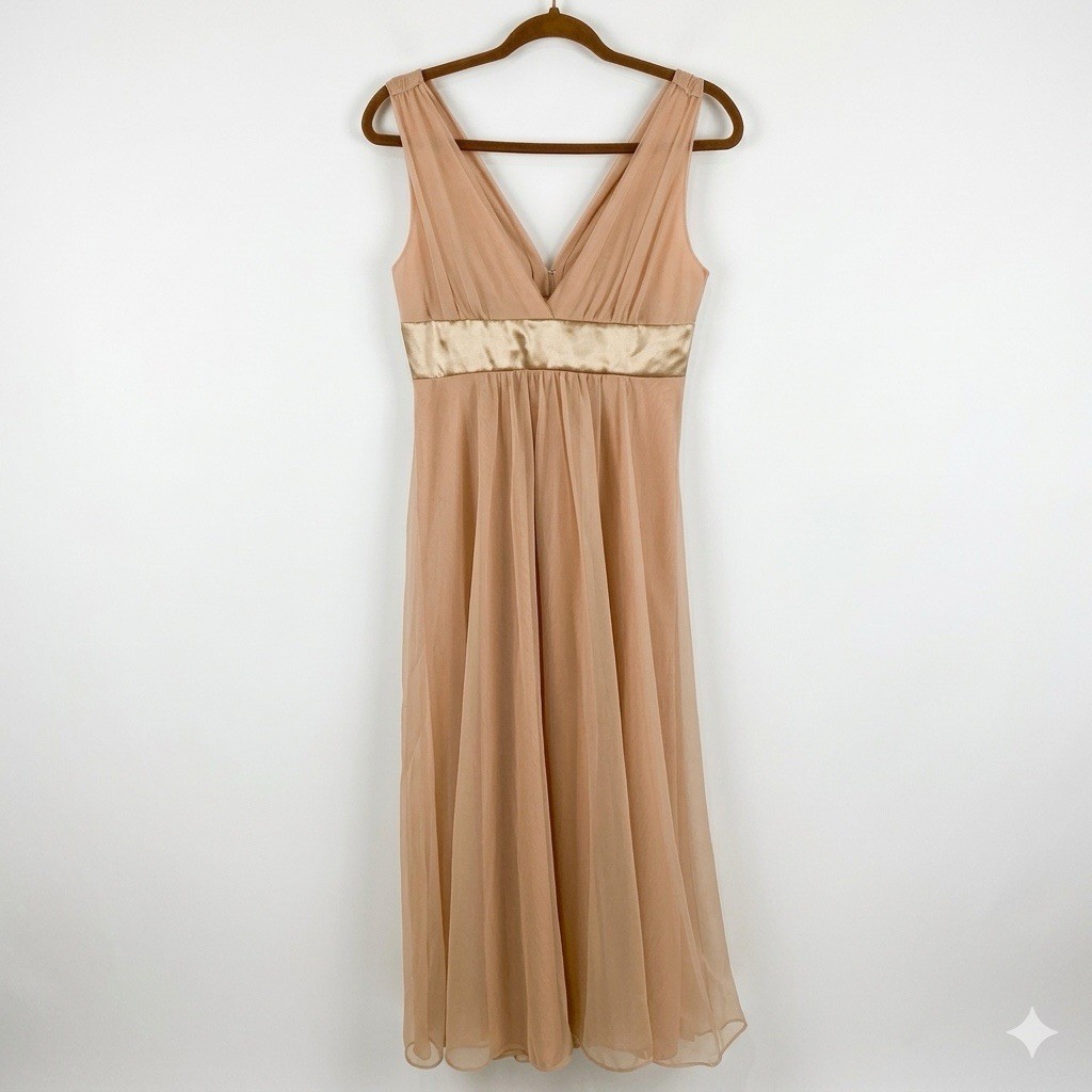 Vintage Gossard Artemis Chiffon Nightgown Peach Nude Empire Waist Small