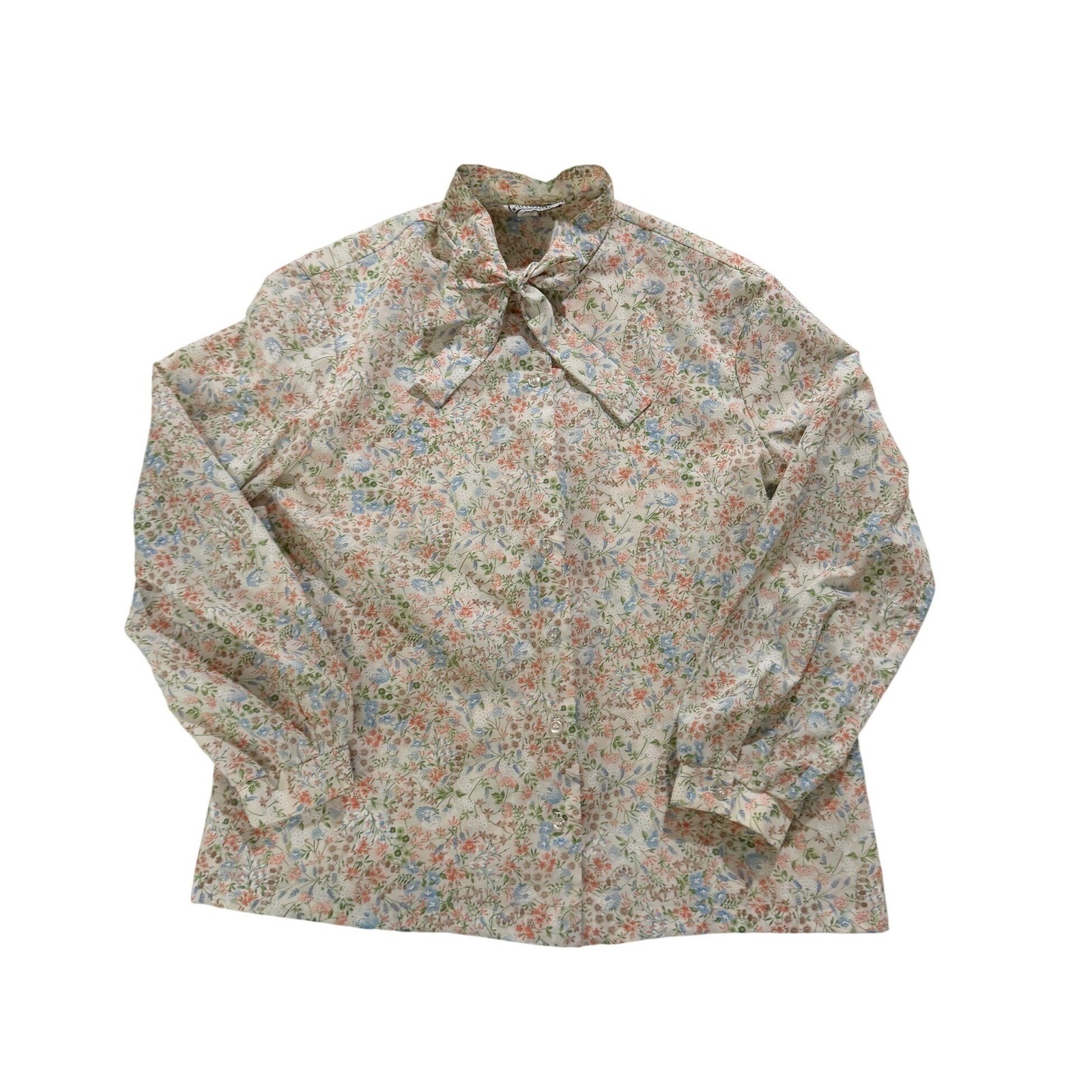 Vintage Attitude Floral Blouse Tie Neck Secretary Shirt USA Size 18