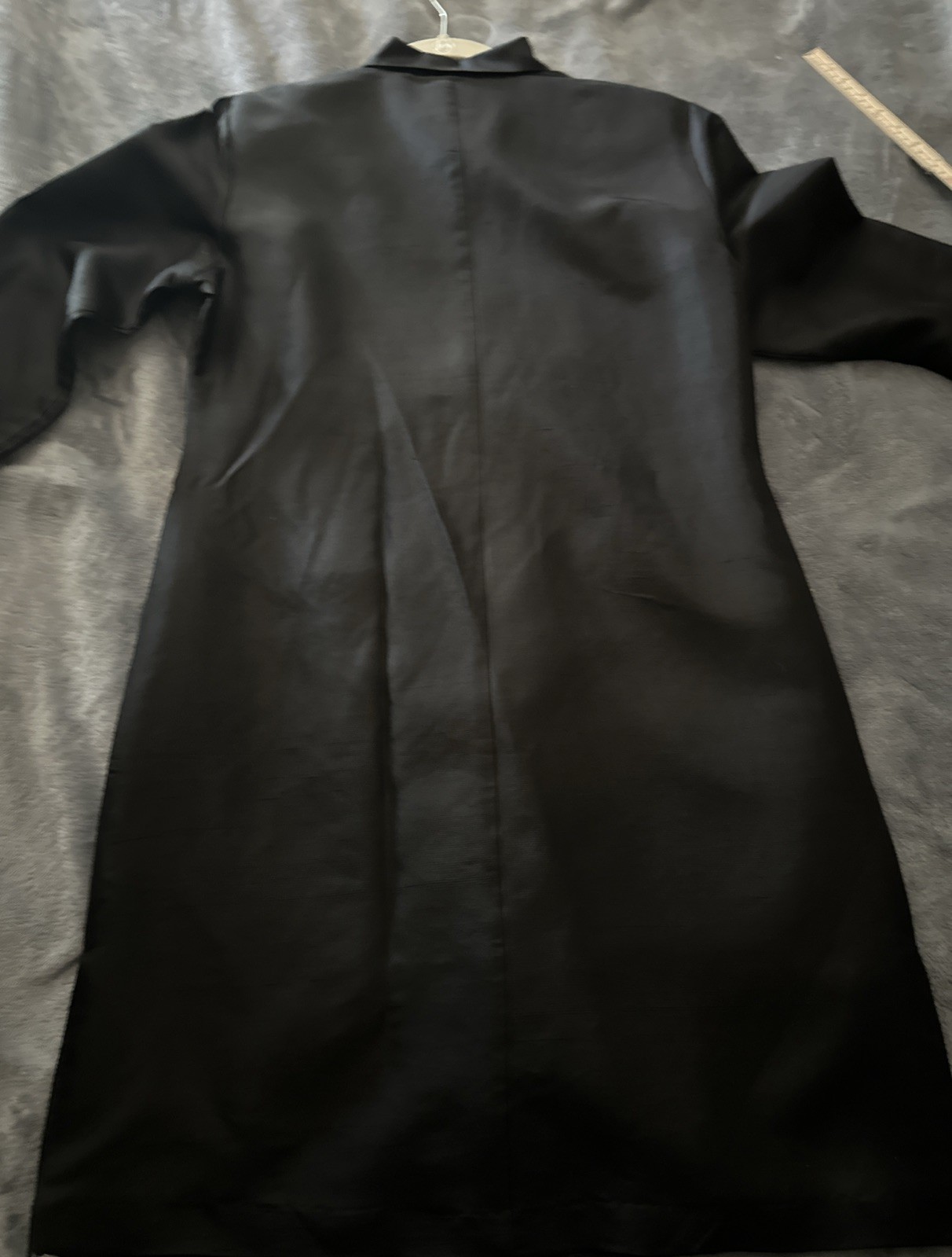 Silk land Vintage 100 % SILK Blouse SIZE Small Black Long Tunic 90s Y2K